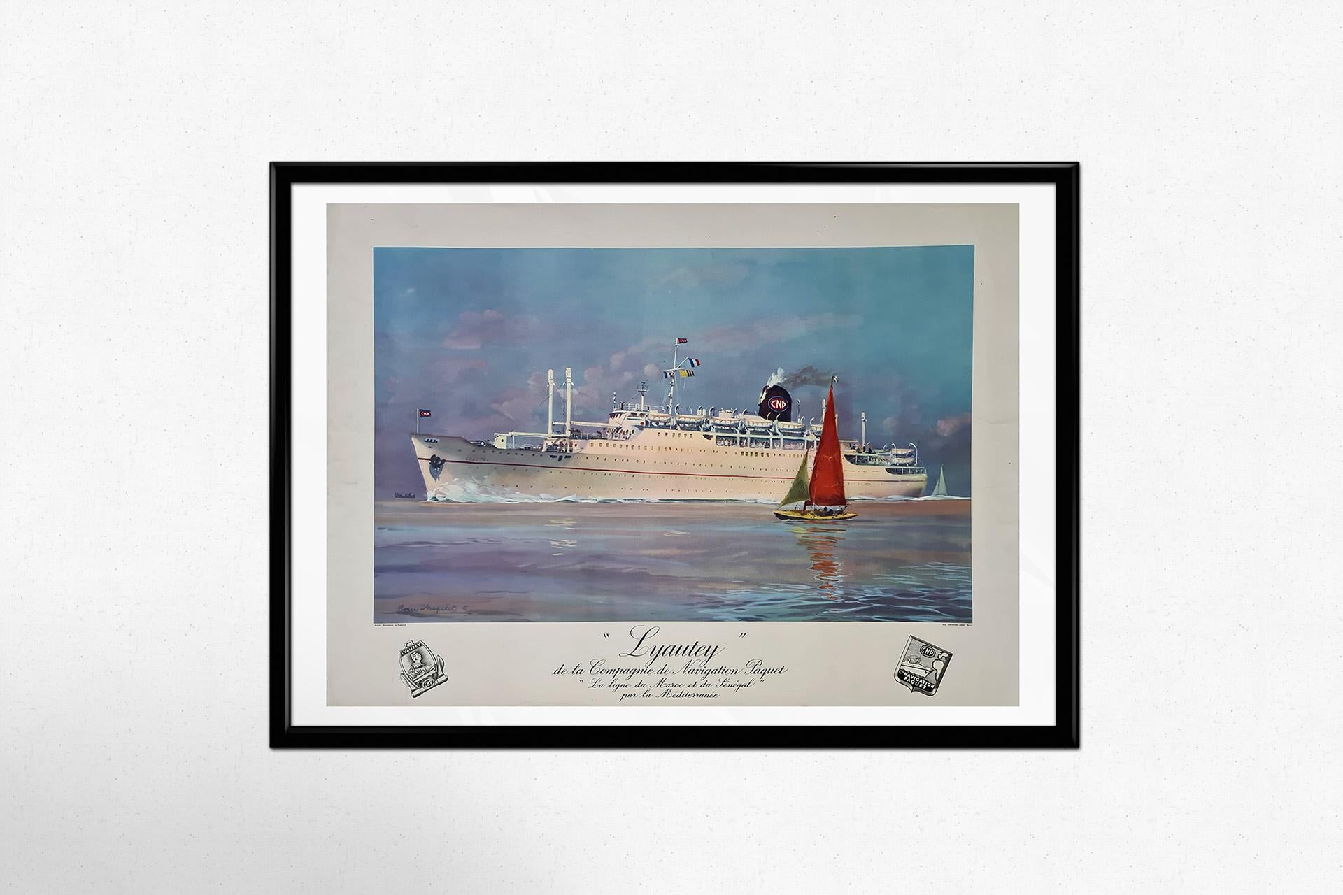 Maritime poster by Roger Chapelet - The Lyautey Compagnie de Navigation Paquet For Sale 1