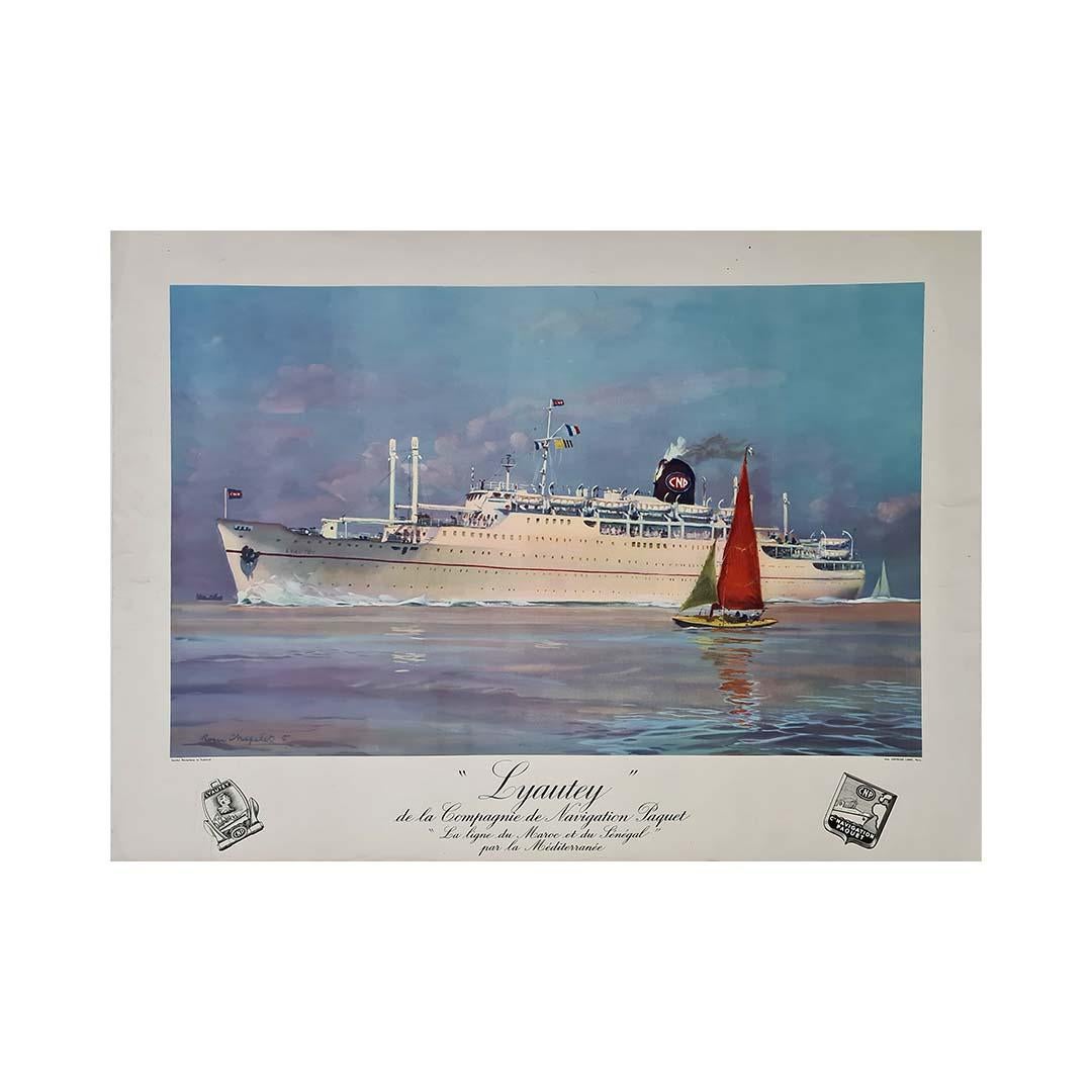 Maritime poster by Roger Chapelet - The Lyautey Compagnie de Navigation Paquet For Sale 3