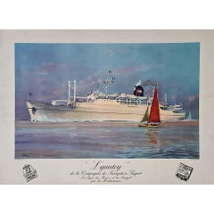 Cartel marítimo de Roger Chapelet - La Lyautey Compagnie de Navigation Paquet