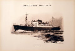 Vintage Original Messageries Maritimes La Bourdonnais by Roger Chapelet c1955