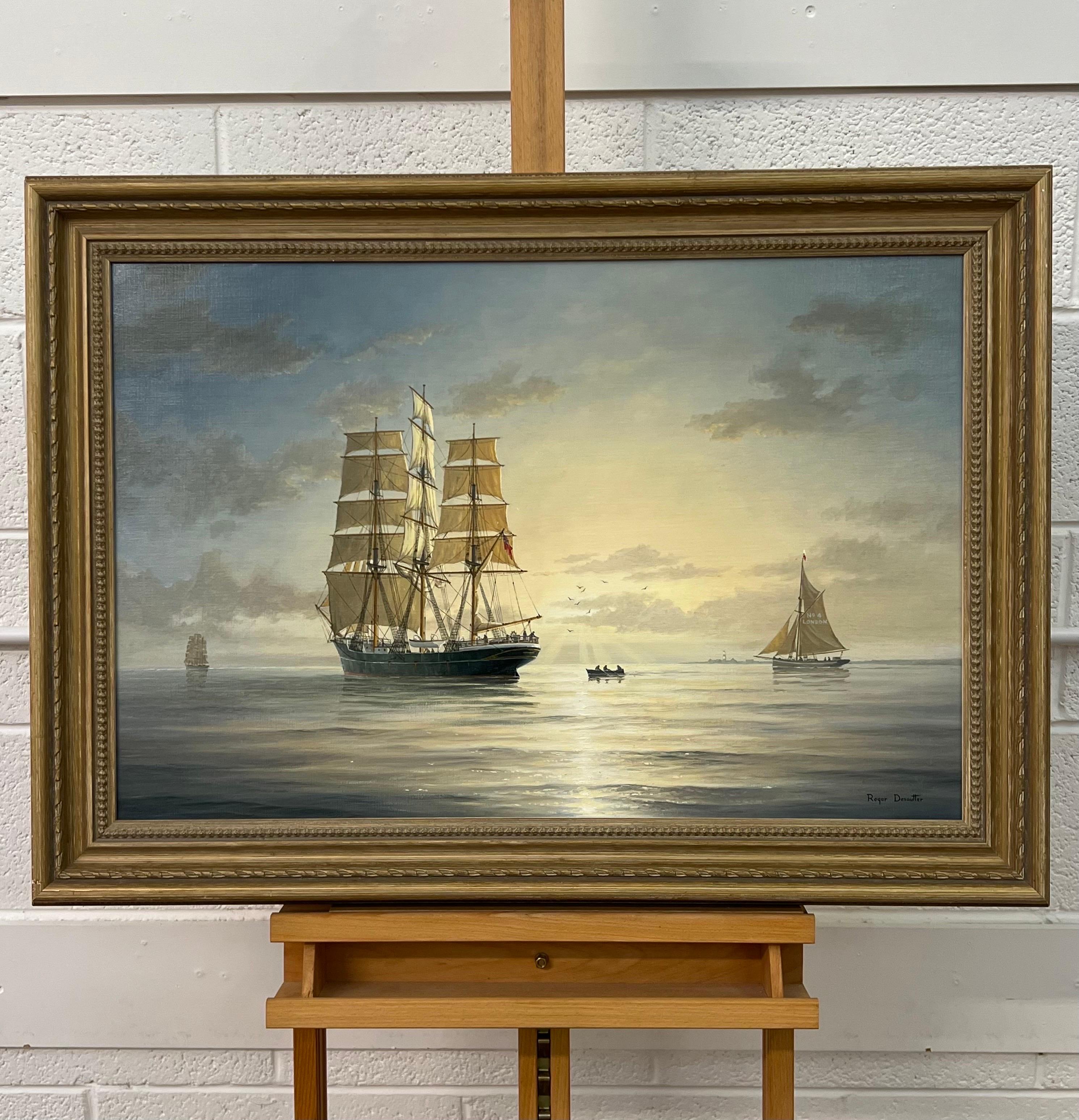 Paisaje marítimo de la costa sur de Inglaterra pintado por un artista del siglo XX 9