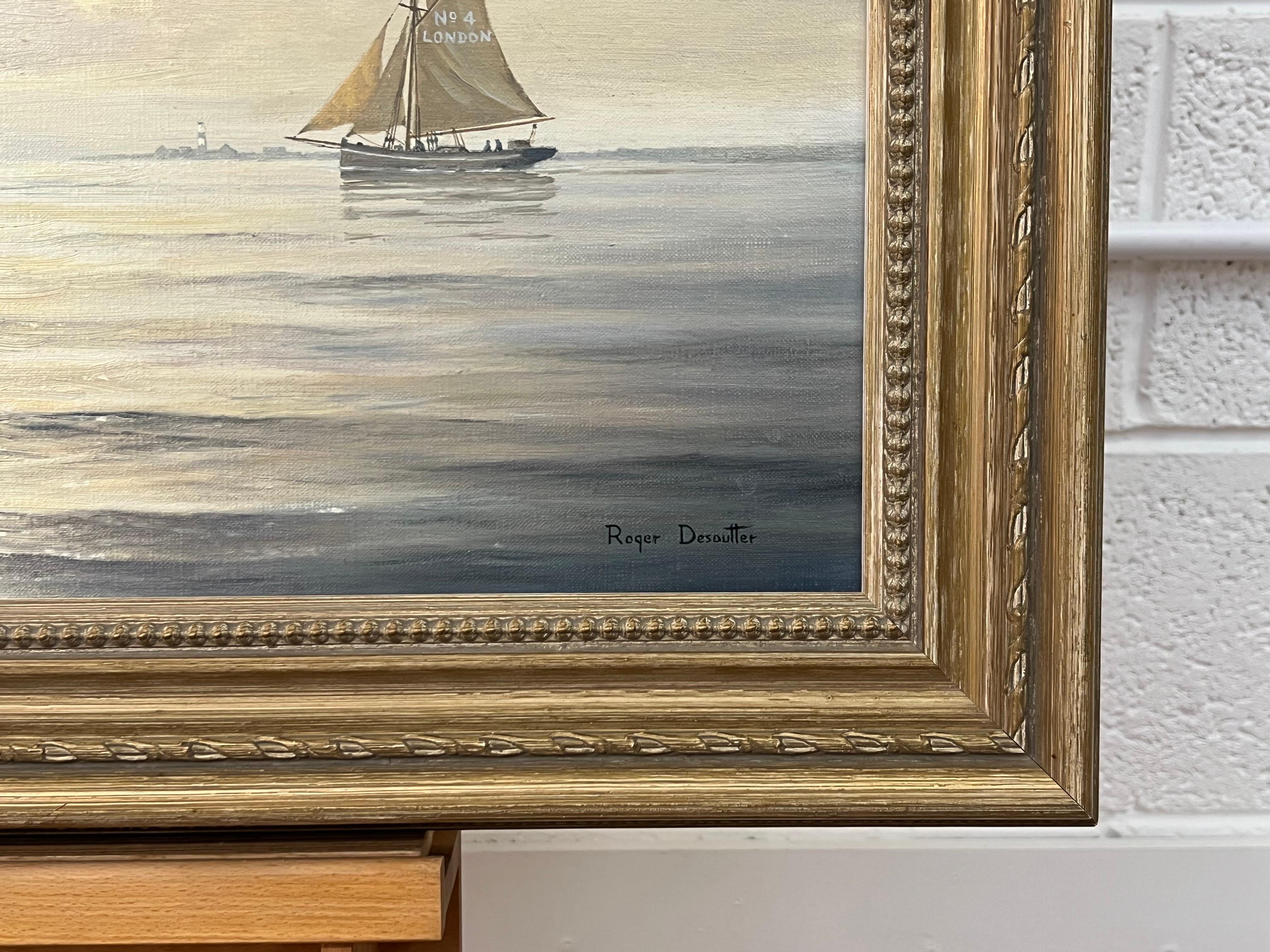 Paisaje marítimo de la costa sur de Inglaterra pintado por un artista del siglo XX 11