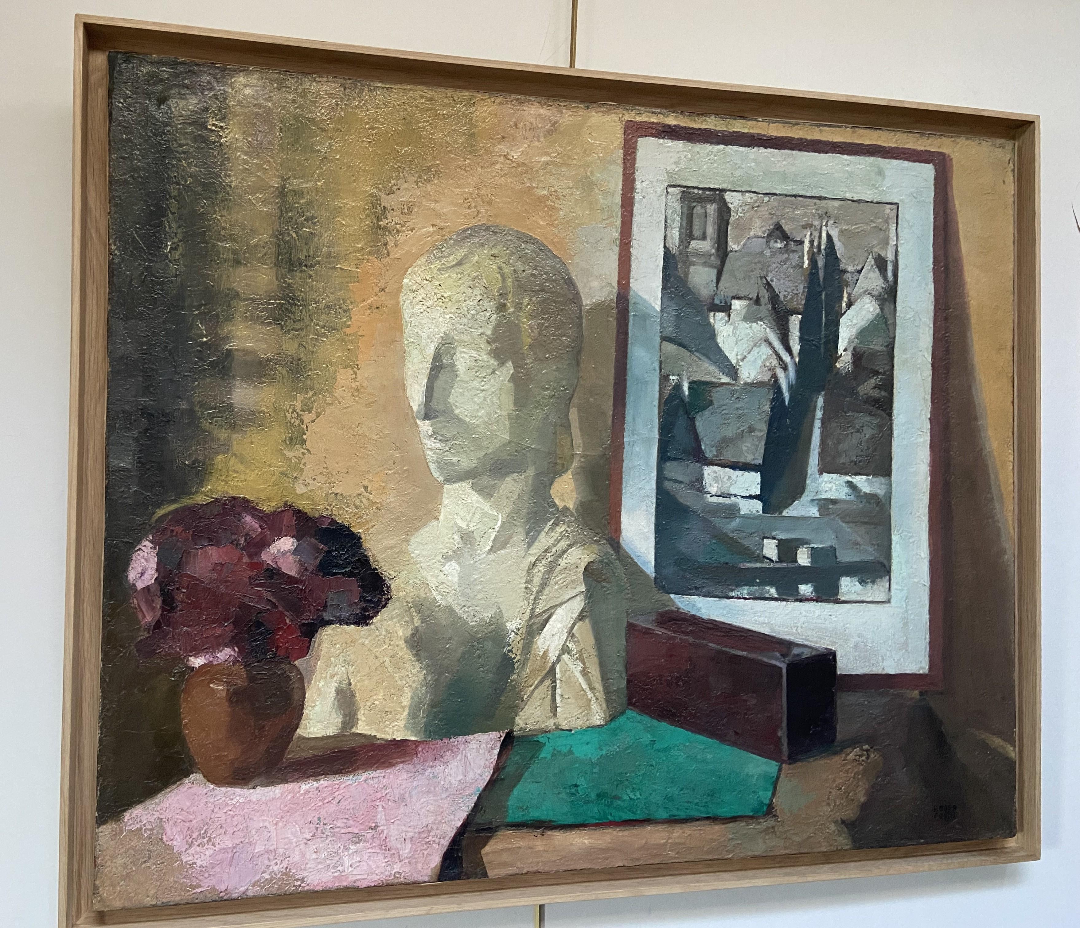 Roger Cortet (1910-1978) Still-life with a white sculpture, oil on canvas signed For Sale 12