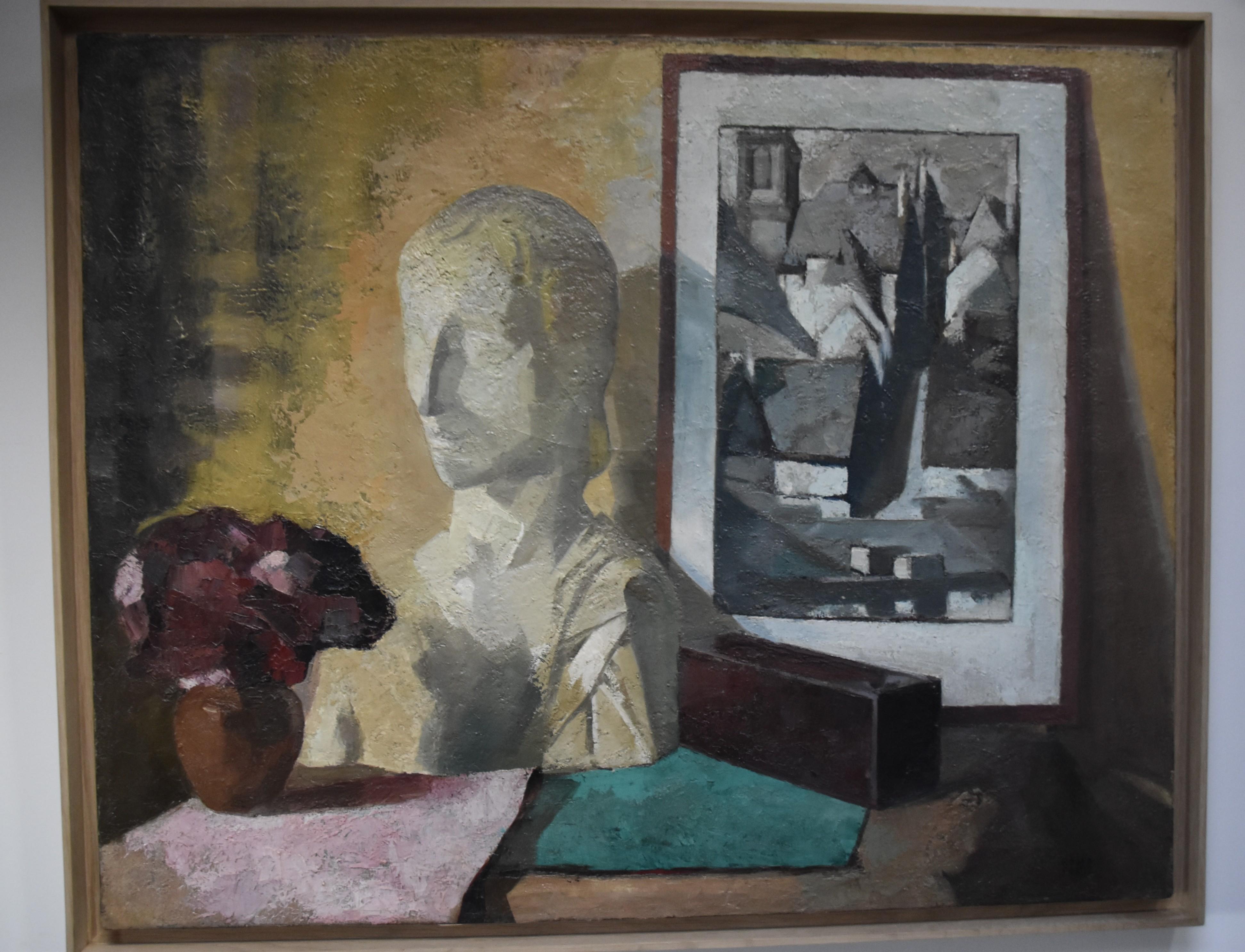 Roger Cortet (1910-1978) Still-life with a white sculpture, oil on canvas signed For Sale 4