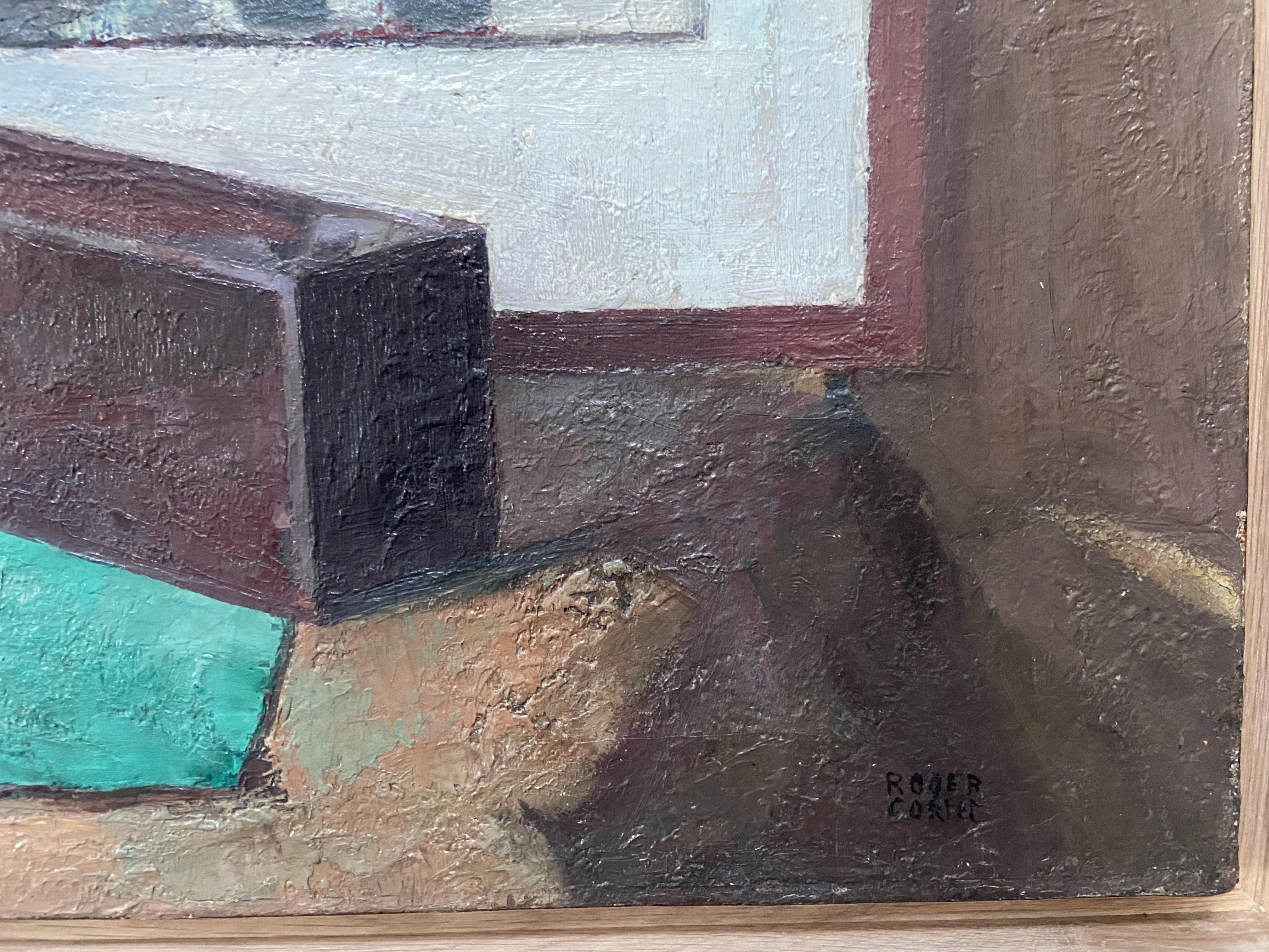 Roger Cortet (1910-1978) Still-life with a white sculpture, oil on canvas signed For Sale 6