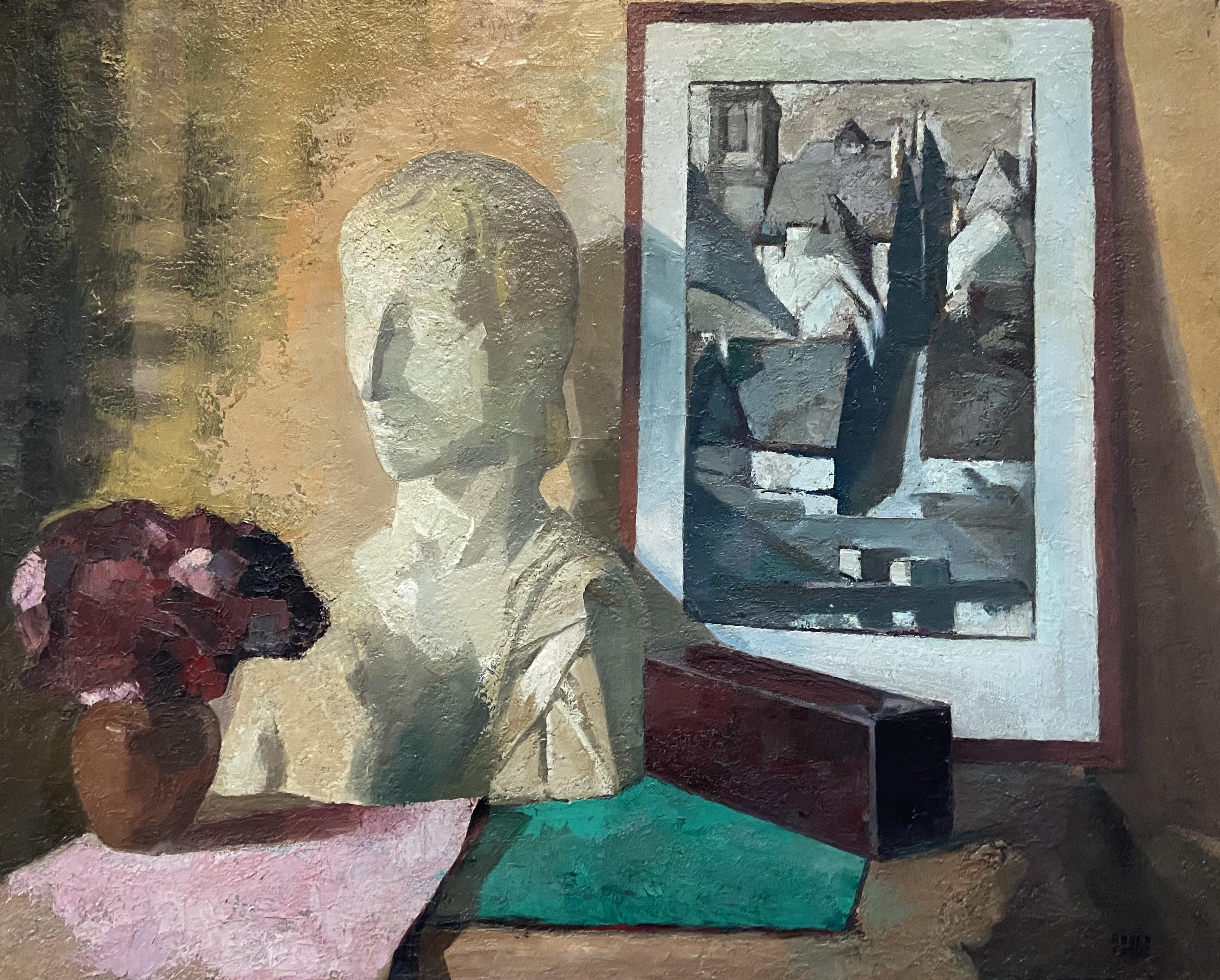Roger Cortet (1910-1978)
Still-life with a white sculpture
Oil on canvas
Signed lower right
64 x 80 cm
Framed : 70 x 85.5 cm
There is a small but inconspicuous hole in the frame groove at the fastener.
 
This rare painting by Roger Cortet is typical