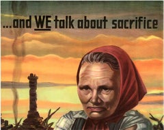 Original 1943 Buy War Bonds, and WE talk about sacrifice vintage WW2 poster