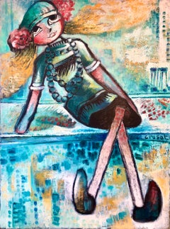 Large French Expressionist Oil Painting, Girl, Poupèe, the Doll, Ecole de Paris