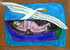 Dream Boat. Contemporary Outsider Gouache and Pencil