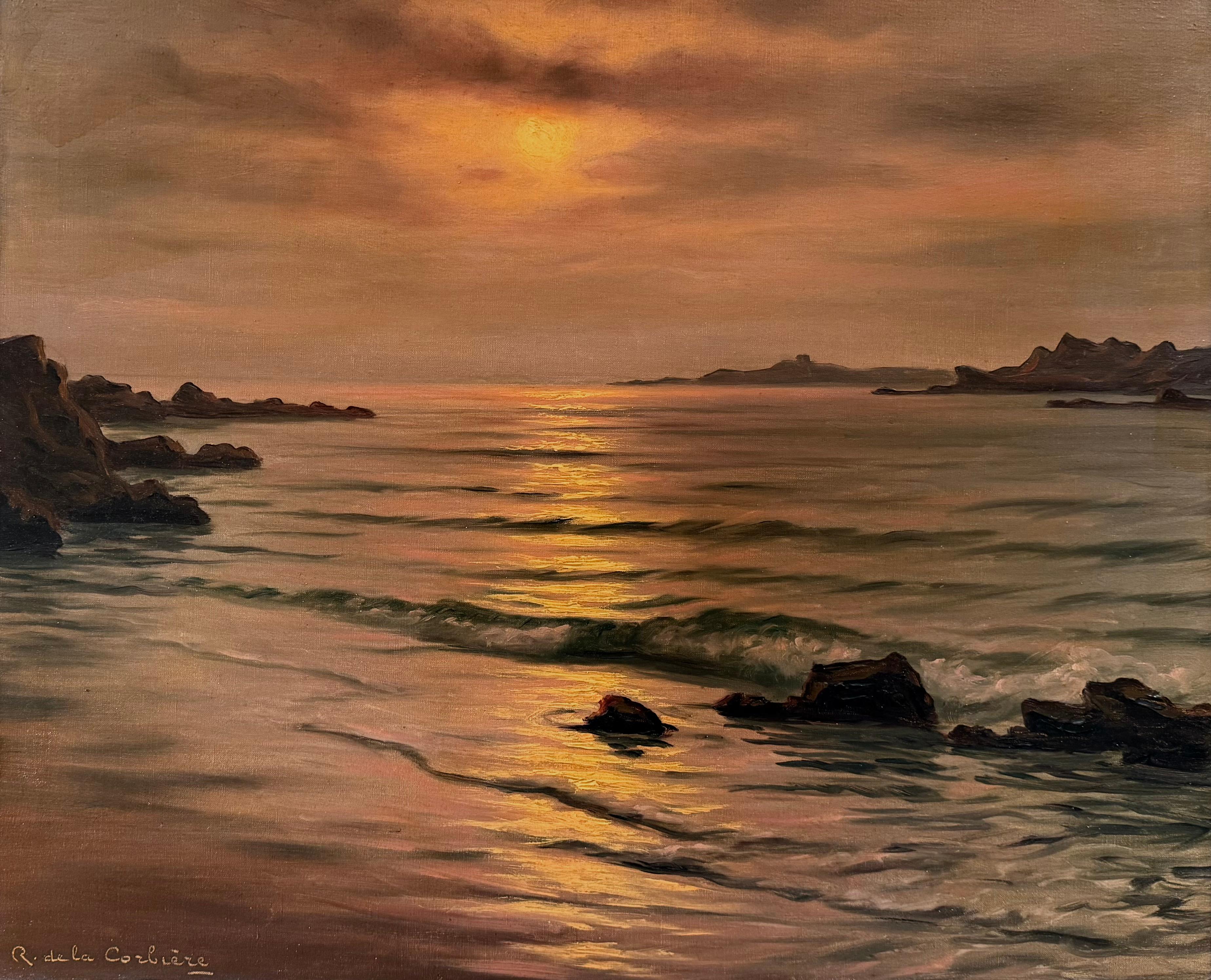 “Le Soir” - Painting by Roger de la Corbière
