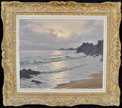 Coucher de soleil à Rotheneuf - Peinture impressionniste française de paysage côtier breton