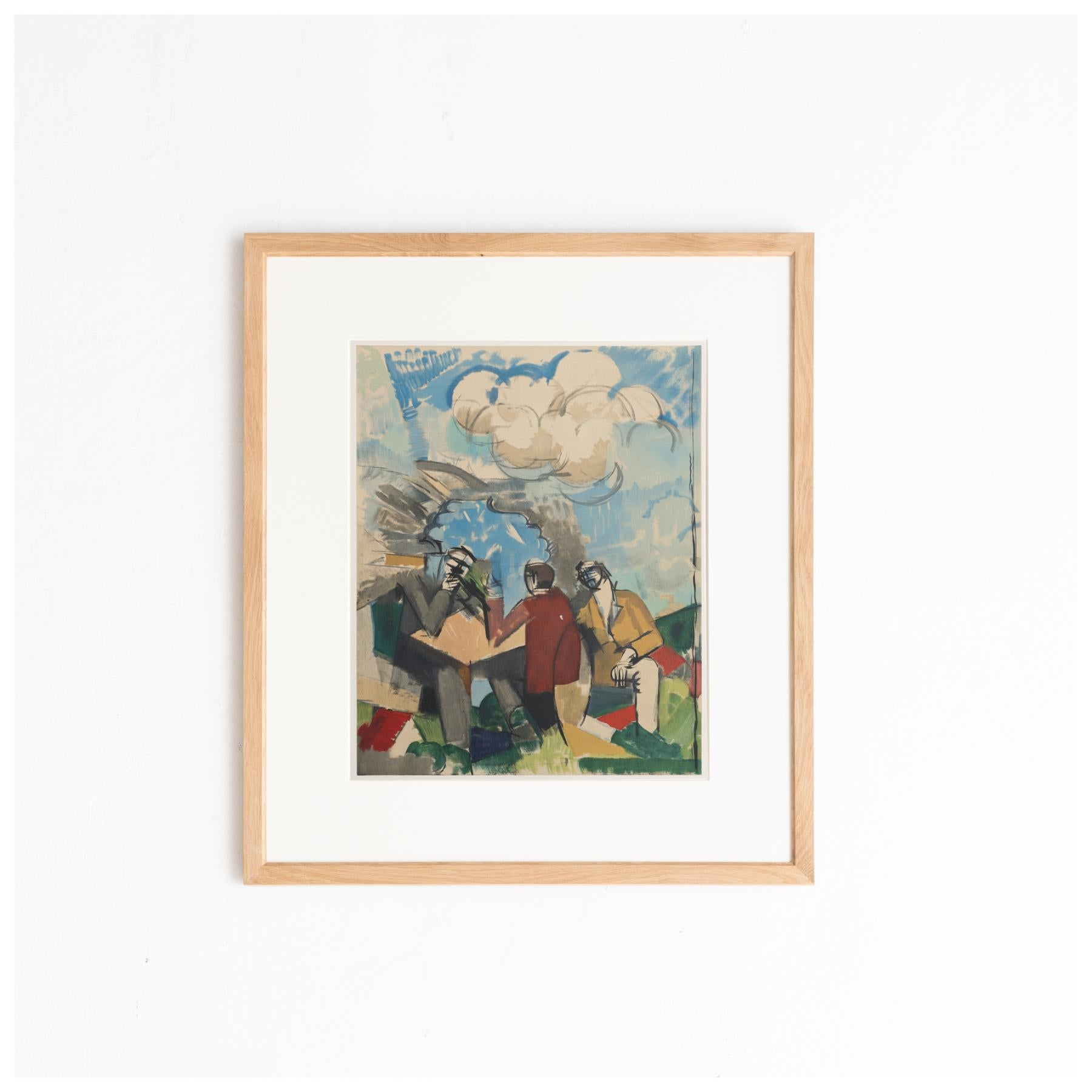 Original color lithograph 'La conquête de l'air' by Roger de la Fresnaye.

Lithograph printed from an original painting made by the author in France, circa 1913.

Published in France by Fernand Mourlot, circa 1968. 

Frame will be slightly