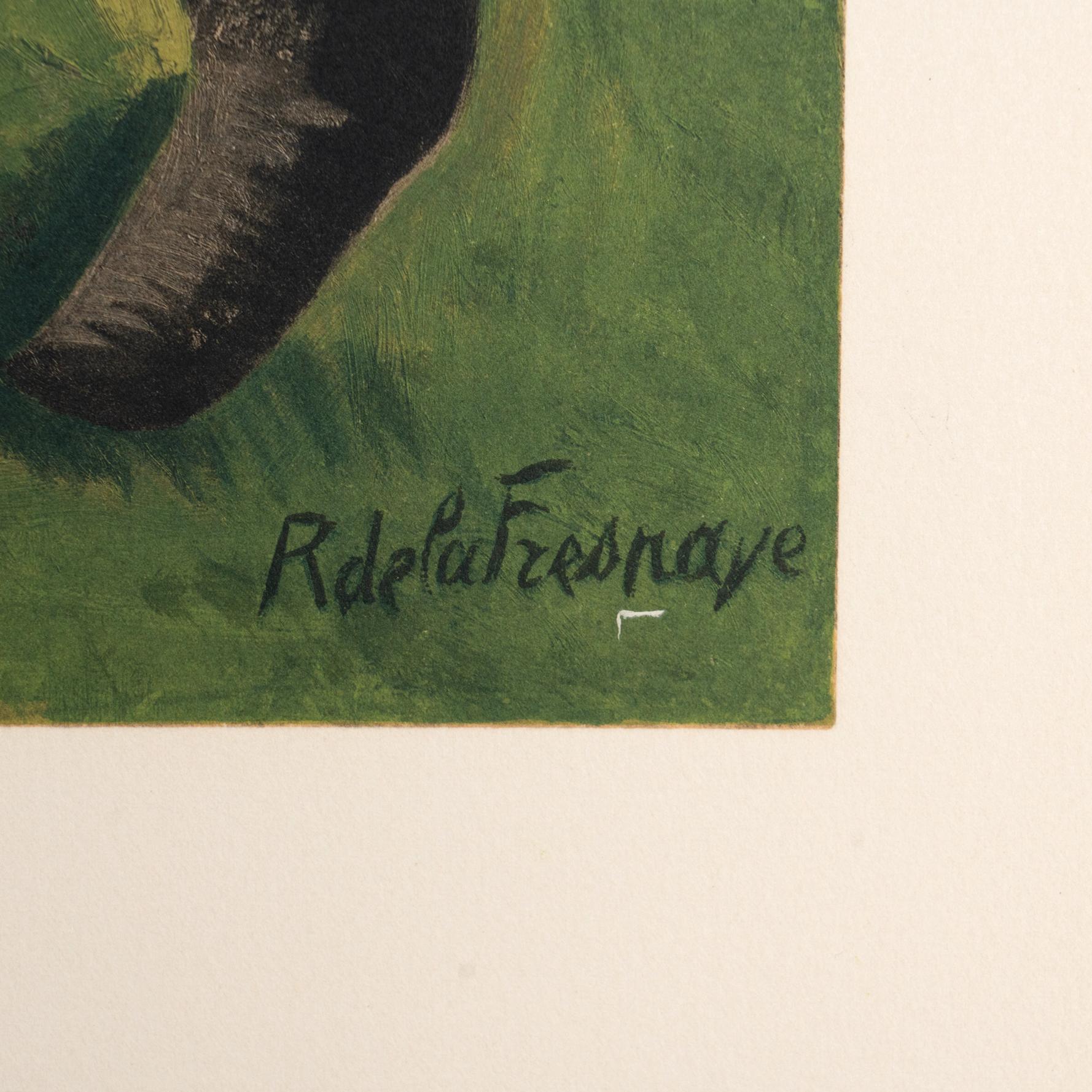 Roger de la Fresnaye 'La Gardeuse de Moutons' Lithographie encadrée, circa 1968 en vente 2