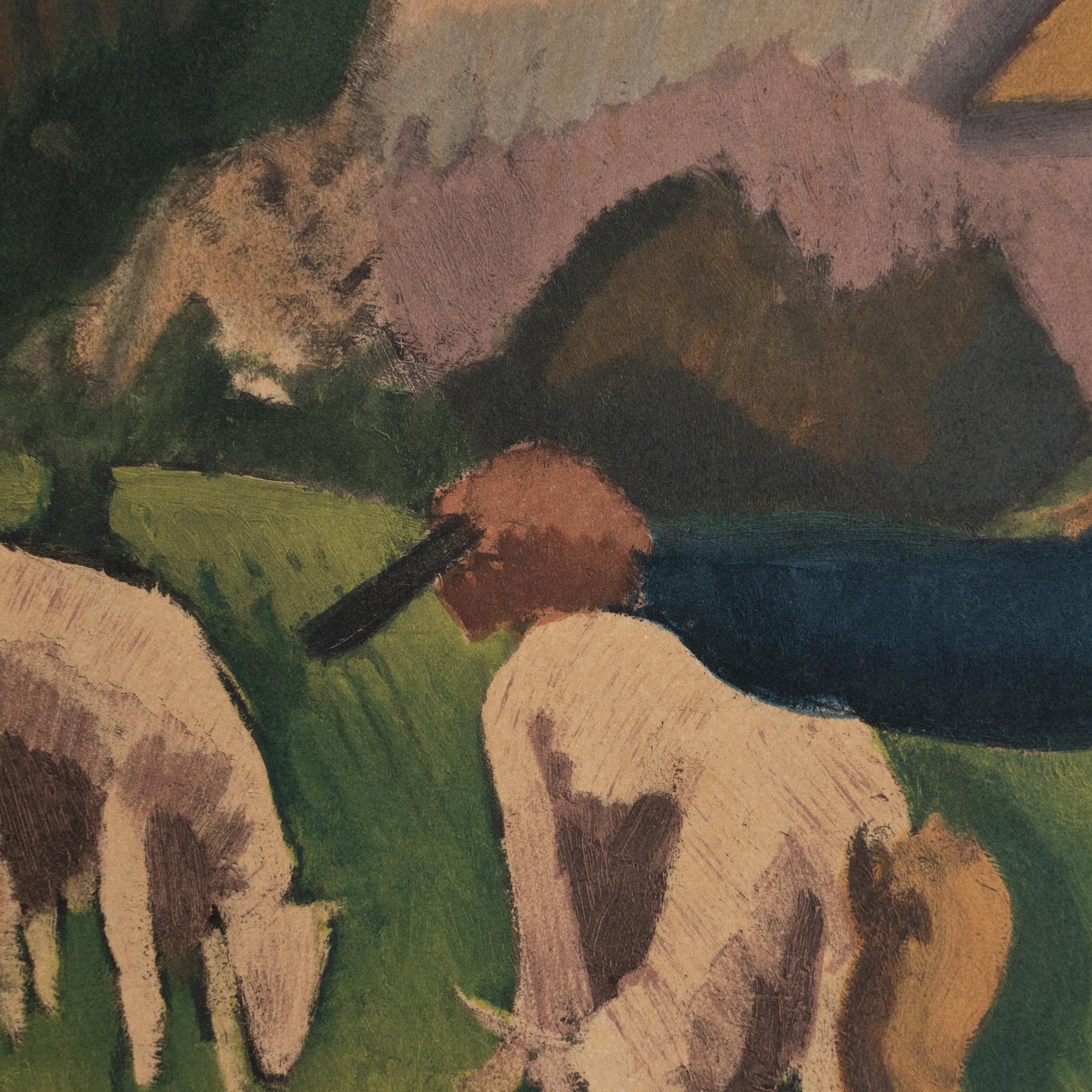 Roger de la Fresnaye 'La Gardeuse de Moutons' Framed Lithography, circa 1968 For Sale 1