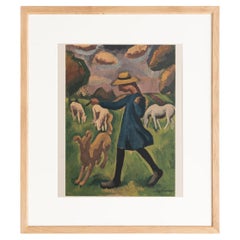 Roger de la Fresnaye 'La Gardeuse de Moutons' Framed Lithography, circa 1968