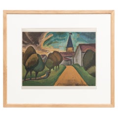 Roger de la Fresnaye 'L'Entree Du Village' Framed Lithography, circa 1968