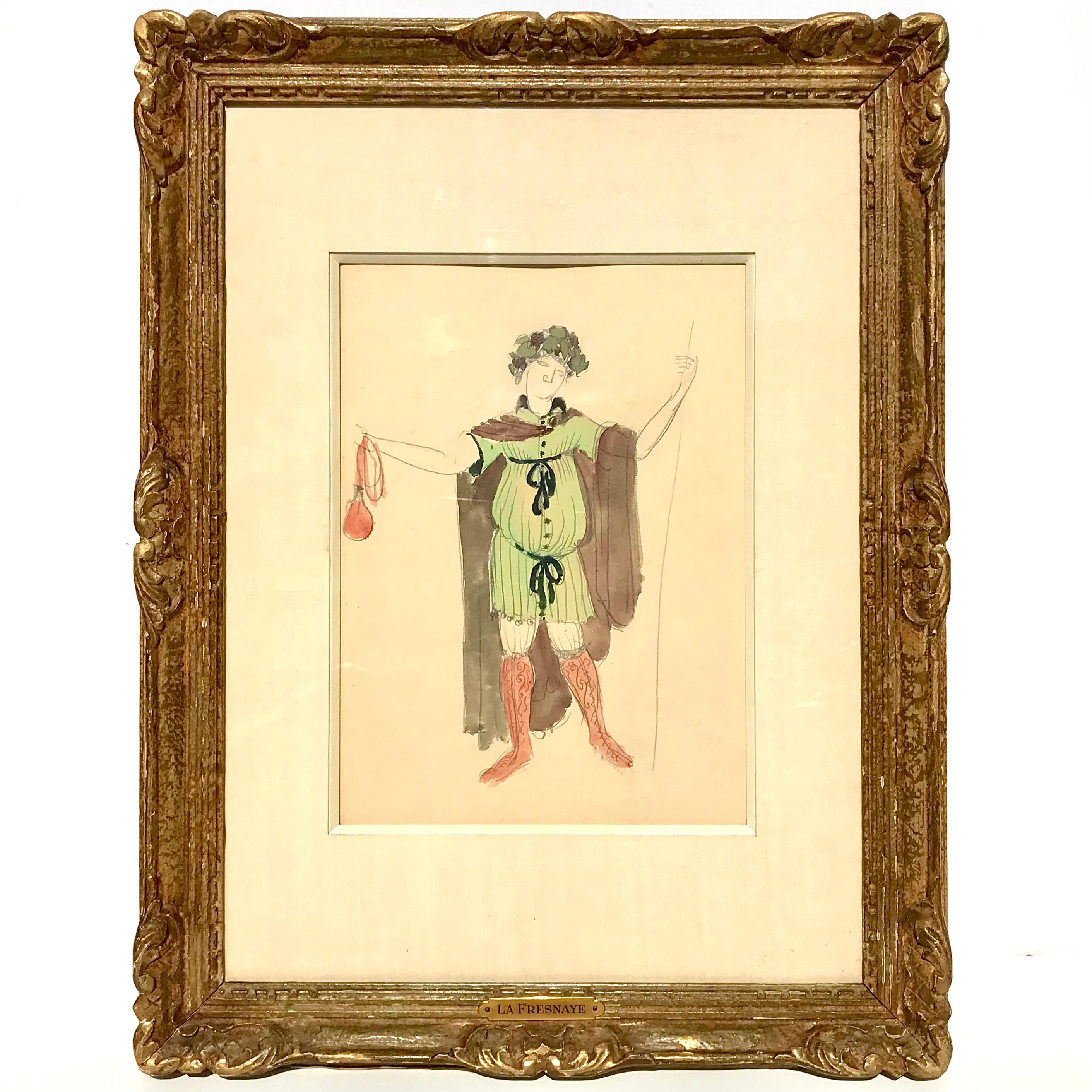 Roger de la Fresnaye Dessin pour un Costume Aquarell im Angebot 1