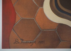 Cubist Interior with Rose Bouquet - Lithograph, Mourlot