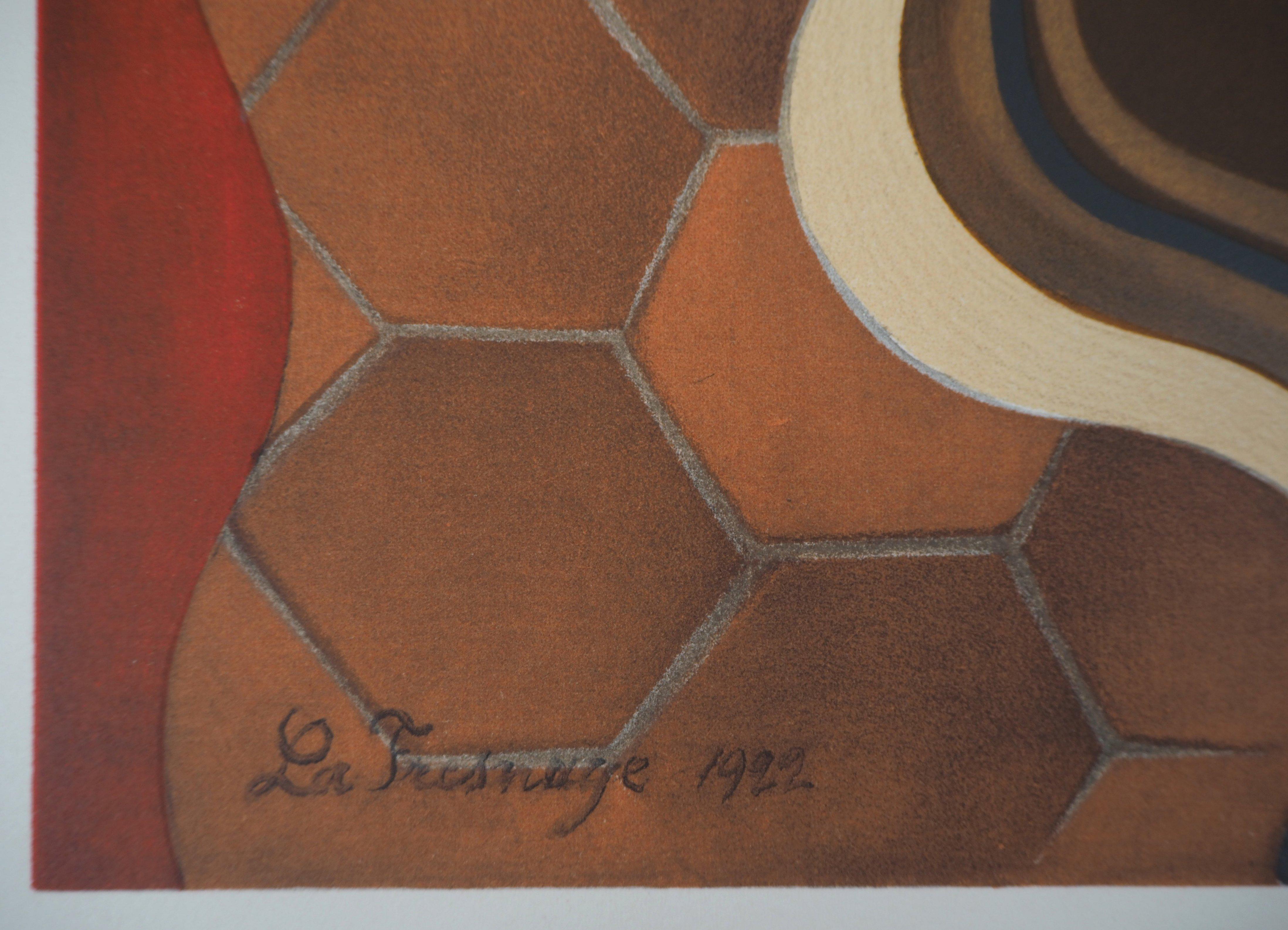 Kubistisches Interieur mit Rosenbouquet – Lithographie, Mourlot – Print von Roger de la Fresnaye