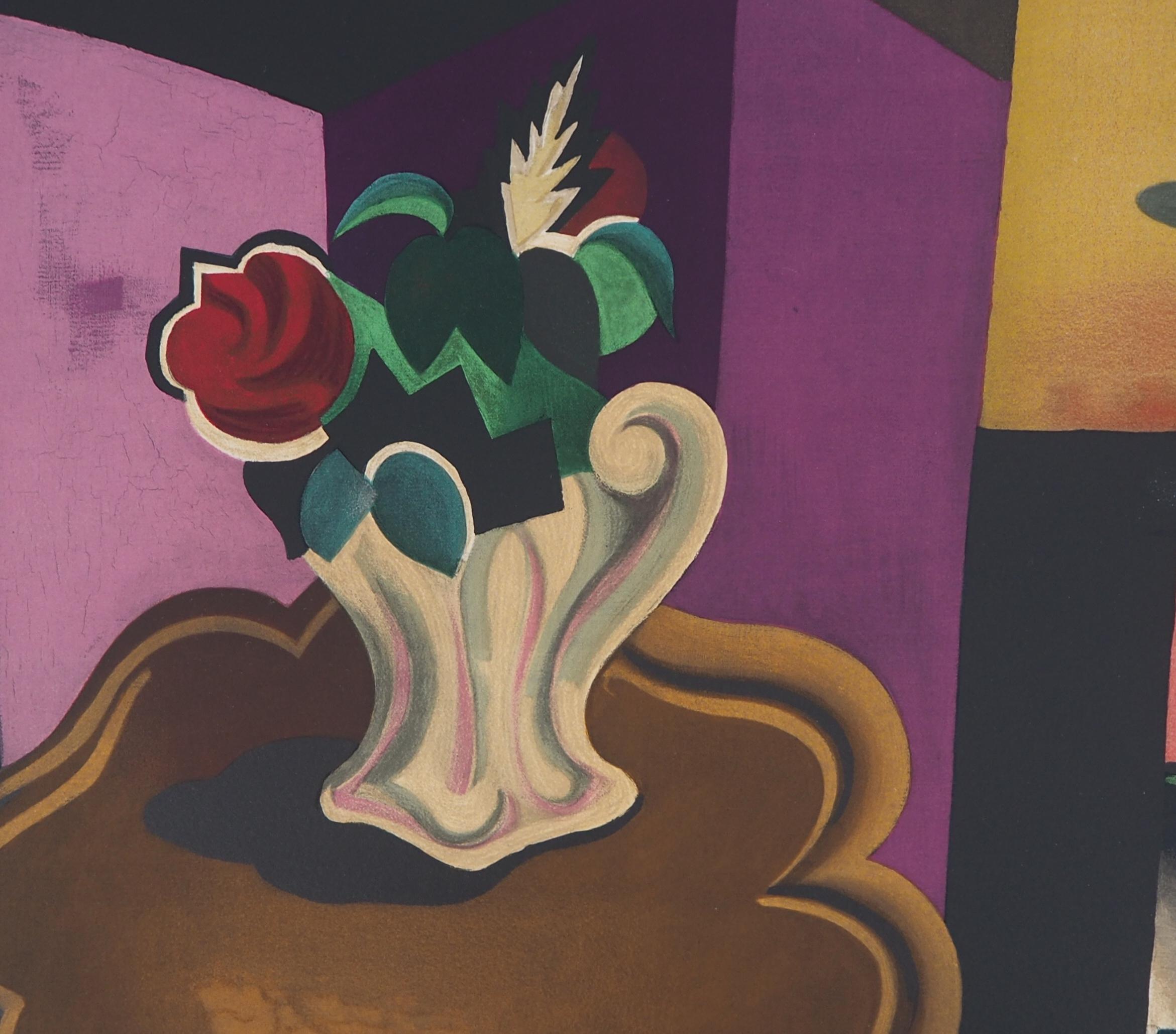 Roger de la Fresnaye
Intérieur cubiste avec bouquet de roses

Lithographie sur pierre d'après une peinture
Imprimé dans l'atelier de Mourlot
Signature imprimée dans la plaque
Sur vellum d'Arches 50 x 65 cm (c. 20 x 26 inch)

Excellent état