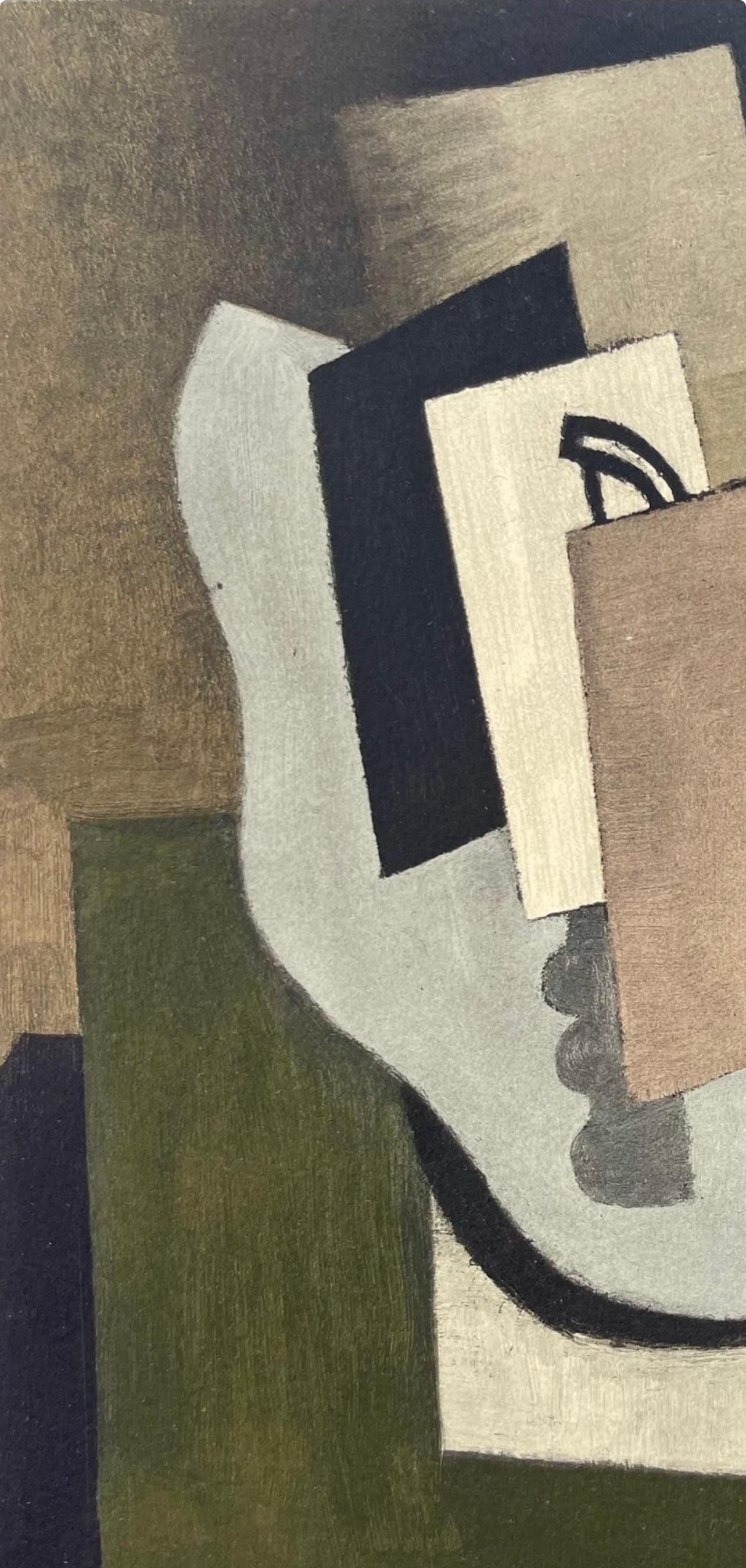 de La Fresnaye, Visage, Collection Pierre Lévy (after) - Gray Figurative Print by Roger de la Fresnaye