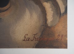 Uomo con manzo - Litografia, Mourlot