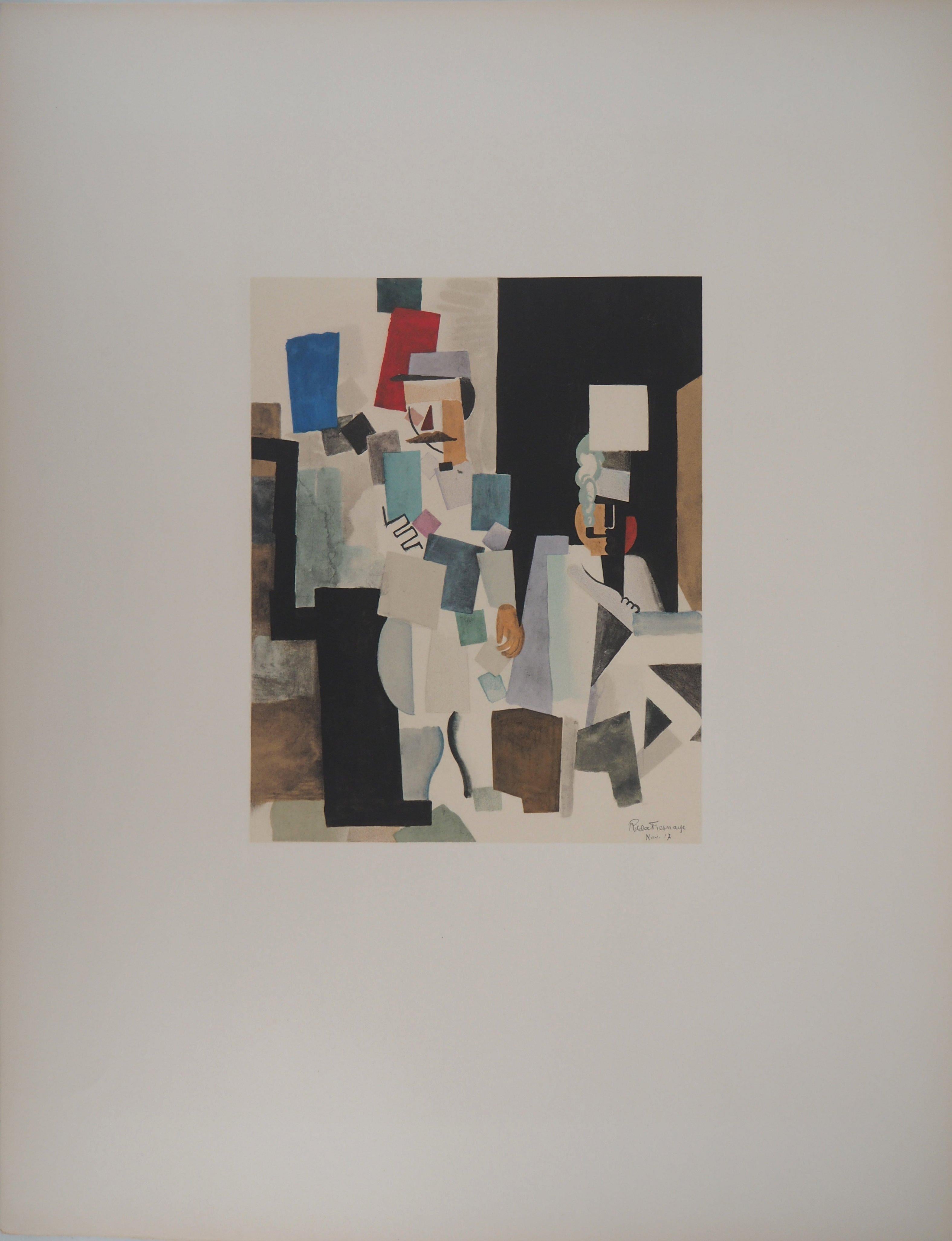 Nationalfeiertag - Lithographie, Mourlot (Kubismus), Print, von Roger de la Fresnaye