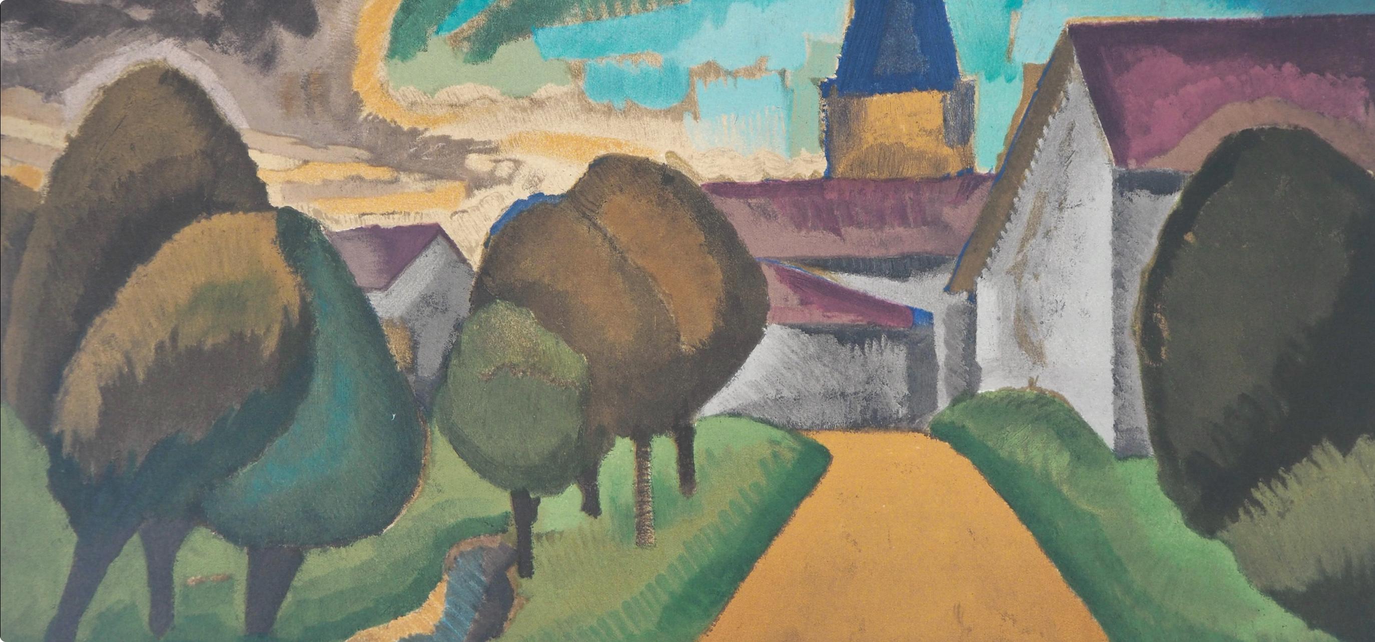 Roger de La Fresnaye, The Entrance to the Village, 1968 (after) - Cubist Print by Roger de la Fresnaye