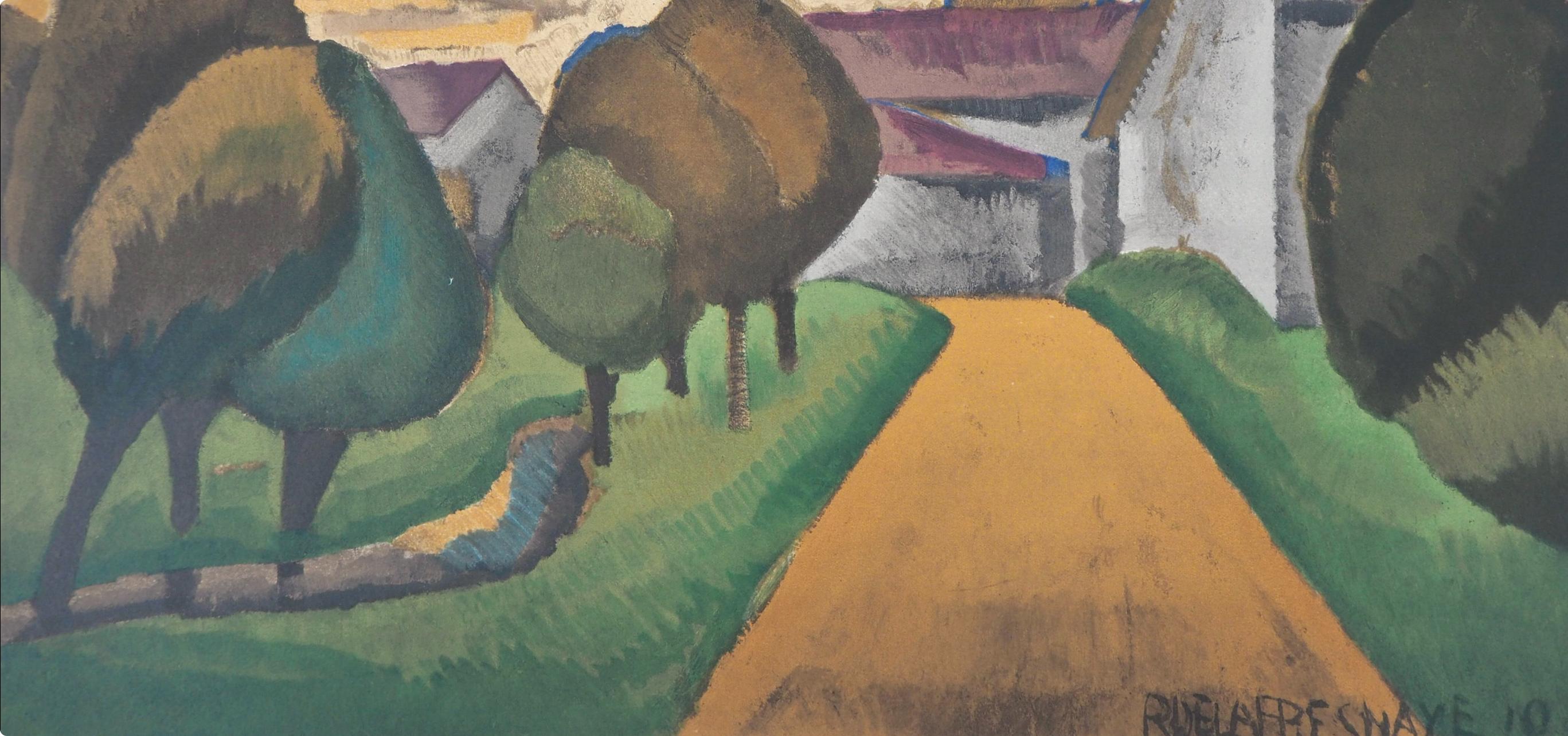 Roger de La Fresnaye, The Entrance to the Village, 1968 (after) - Gray Figurative Print by Roger de la Fresnaye