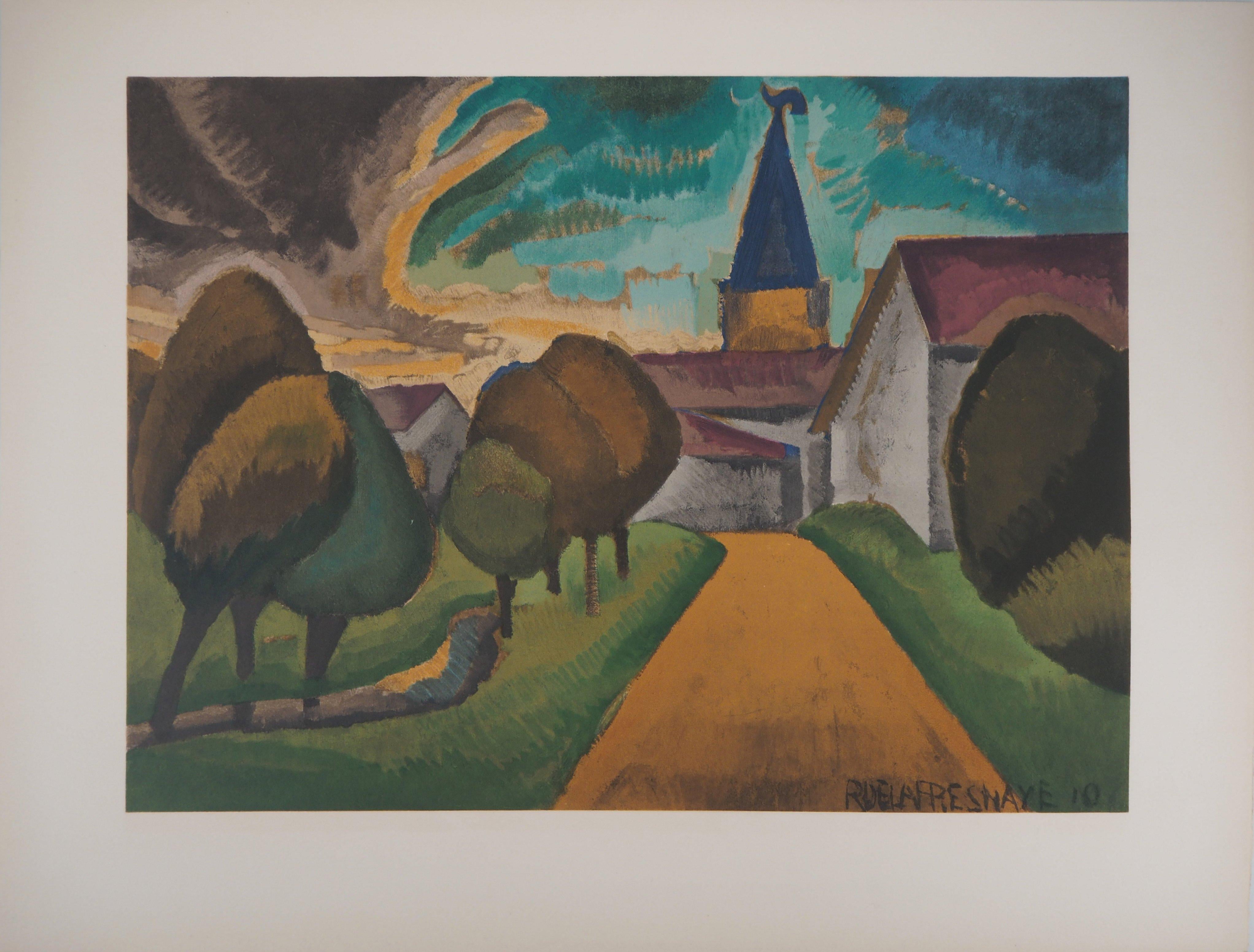 Piccolo villaggio - Litografia, Mourlot - Print Moderno di Roger de la Fresnaye