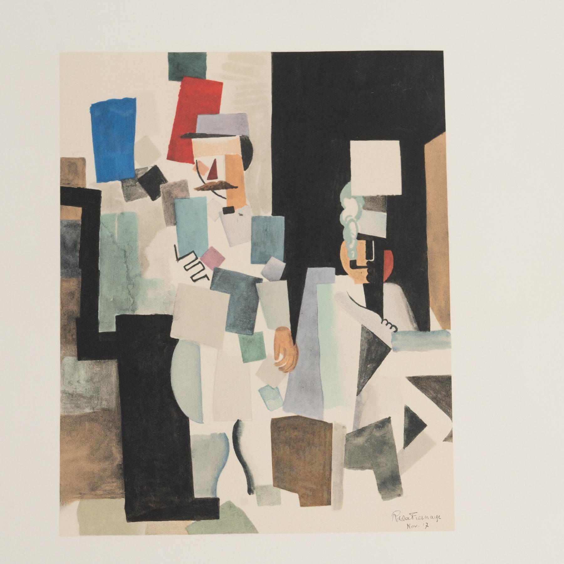 Roger de la Fresnaye 'Scene Militaire' Framed Lithography, circa 1968 In Good Condition For Sale In Barcelona, Barcelona