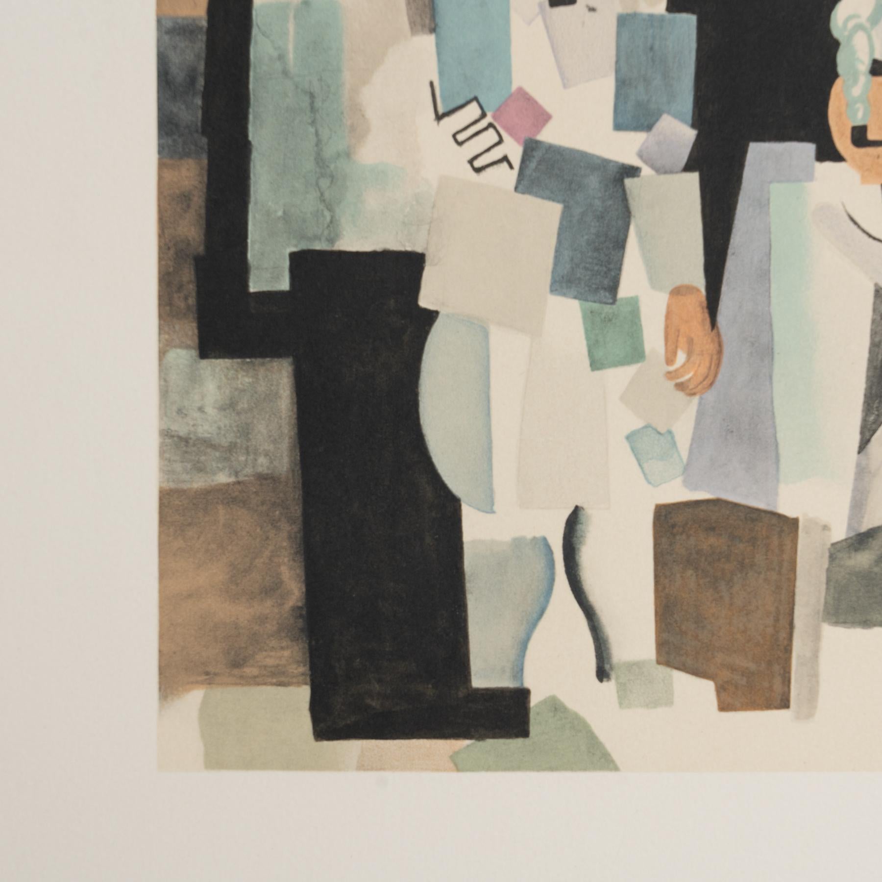 Mid-20th Century Roger de la Fresnaye 'Scene Militaire' Framed Lithography, circa 1968 For Sale
