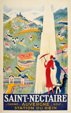 Original Vintage Art Deco Travel Poster Saint-Nectaire Casino Golf Spa Auvergne