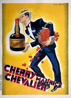 Original Vintage Cherry Maurice Chevalier Poster von Roger de Valerio c1930