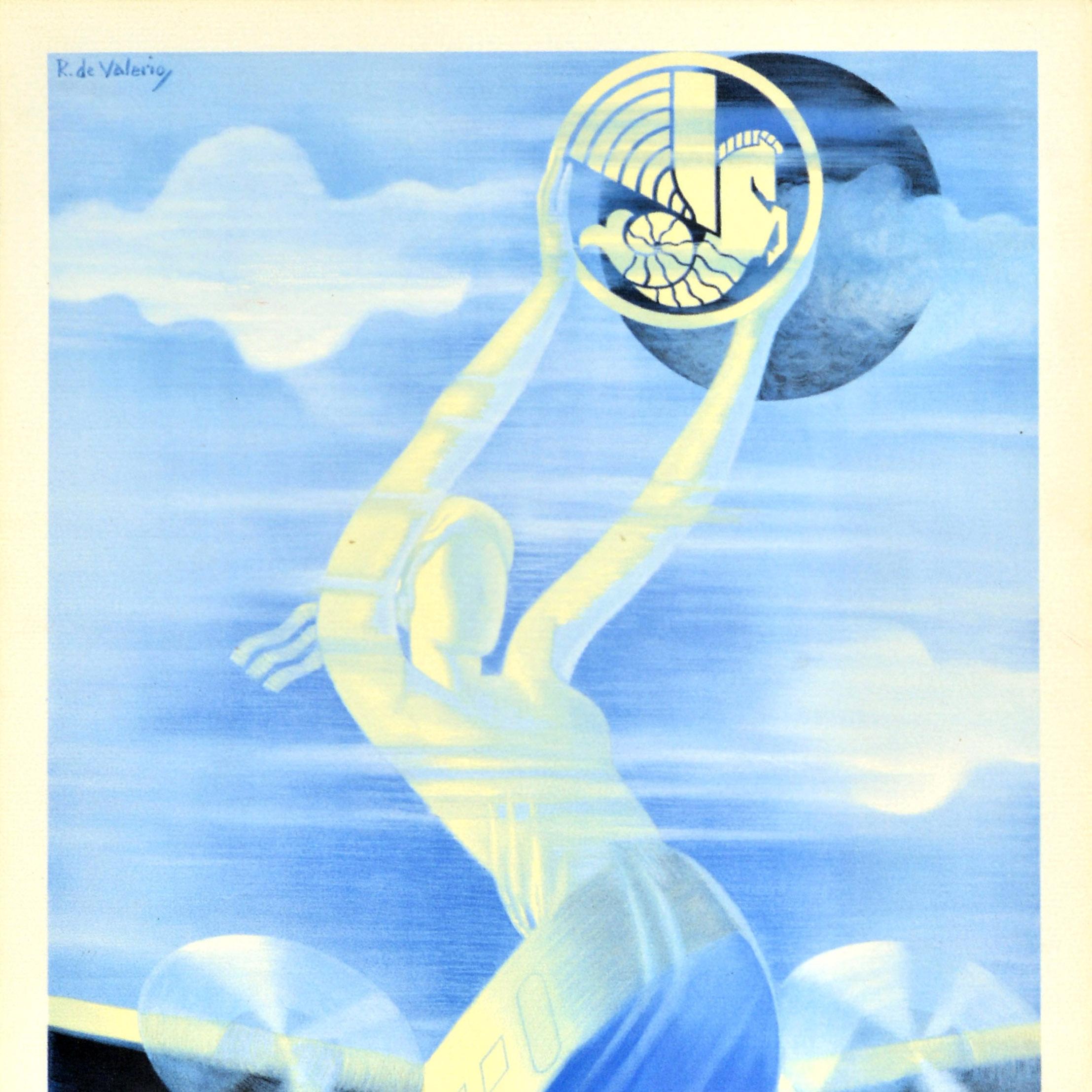 Original Vintage Travel Poster Air France Airways In All Skies Roger de Valerio For Sale 2