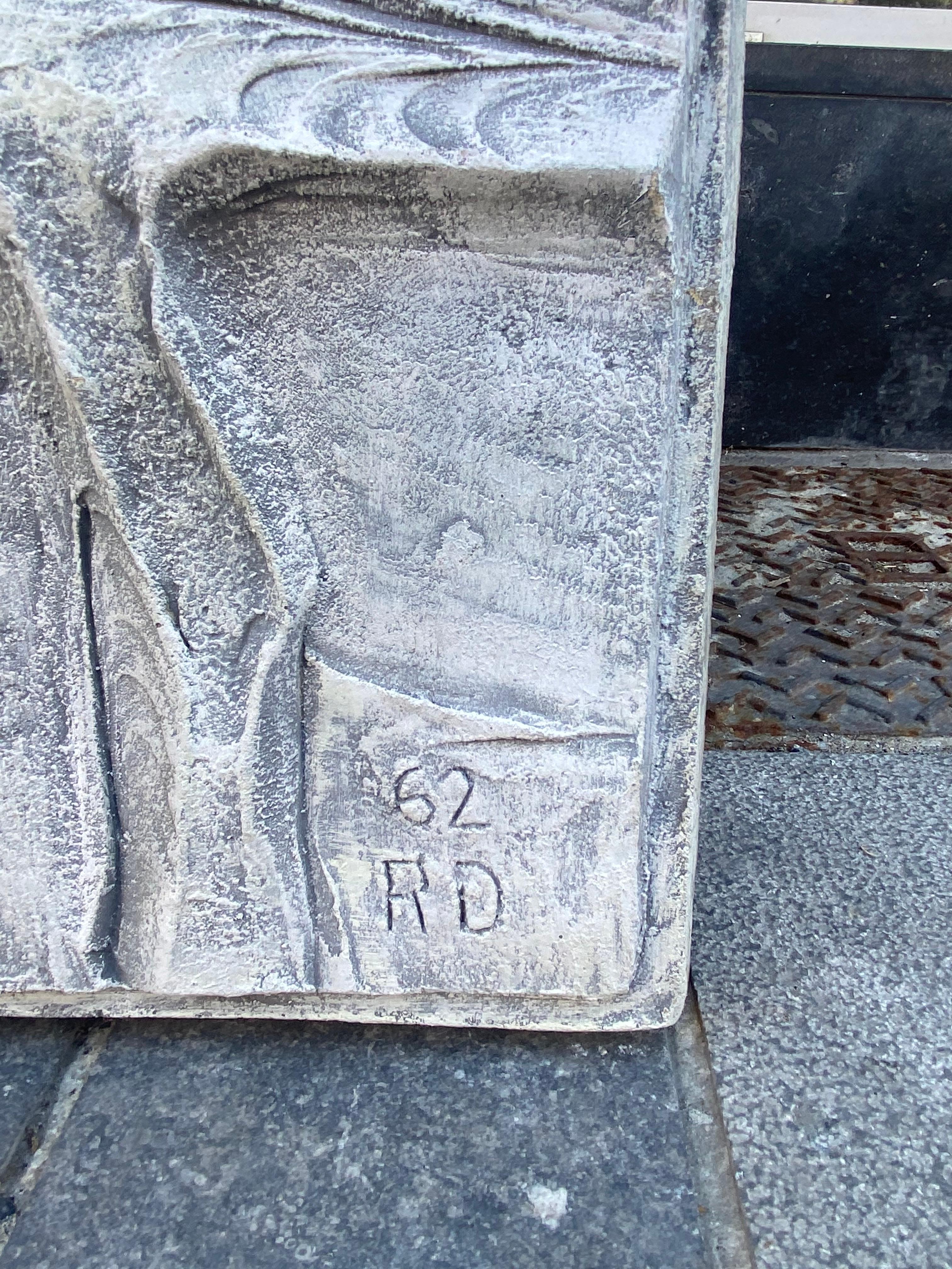 Roger Desserprit '1923-1985' Characters, 1962 Bas-Relief in Cement For Sale 3