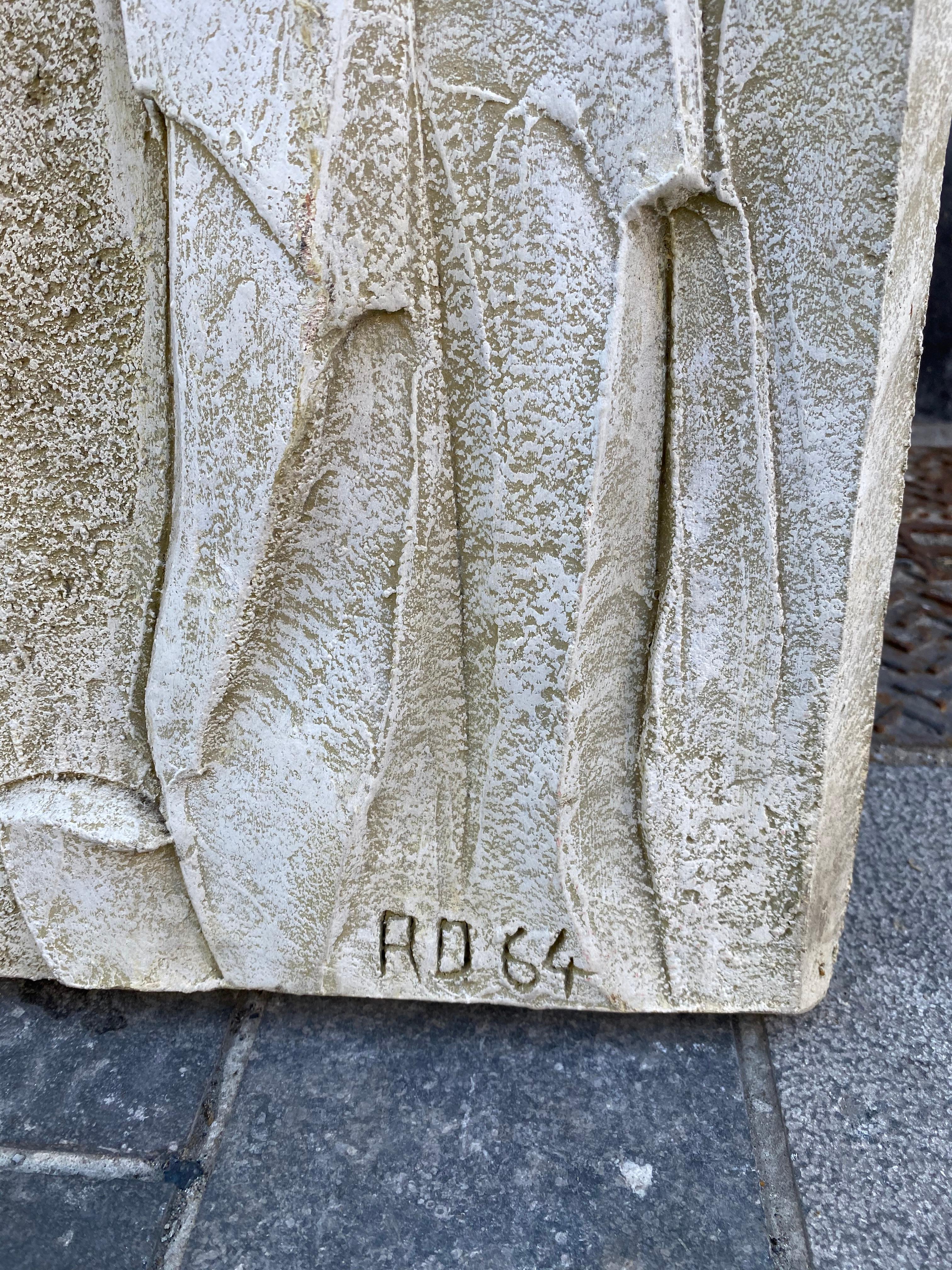 Roger Desserprit '1923-1985' Characters, 1964 Bas-Relief in Cement For Sale 6