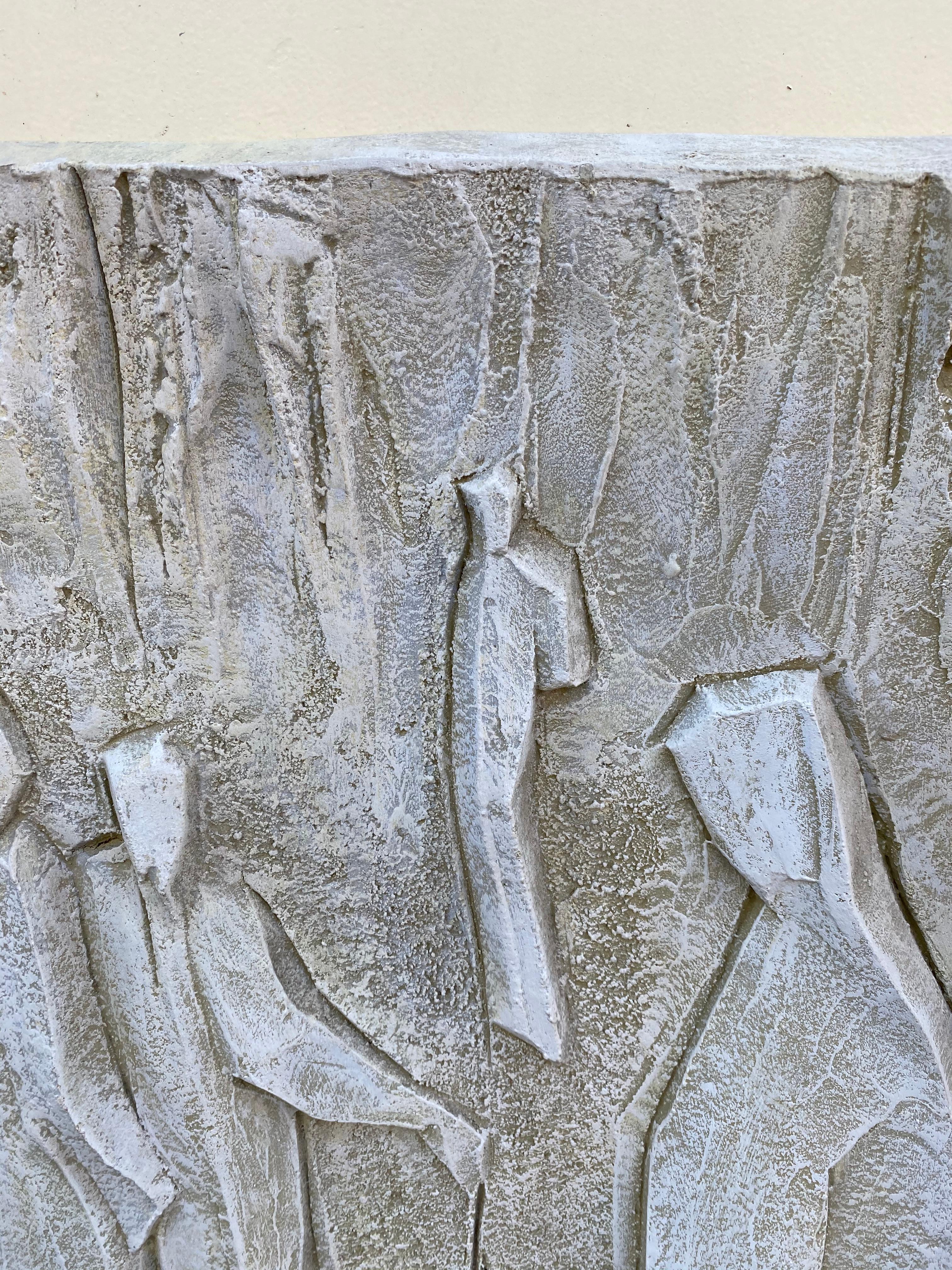 Roger Desserprit '1923-1985' Characters, 1964 Bas-Relief in Cement For Sale 2
