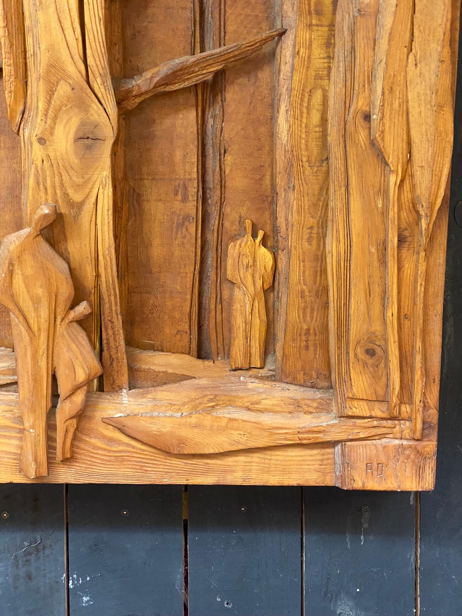 Roger Desserprit Wooden Sculpture, Monogram, Signed and Dated 1964 3