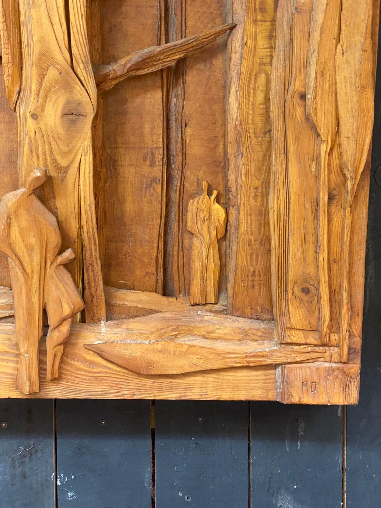 Roger Desserprit Wooden Sculpture, Monogram, Signed and Dated 1964 For Sale 3