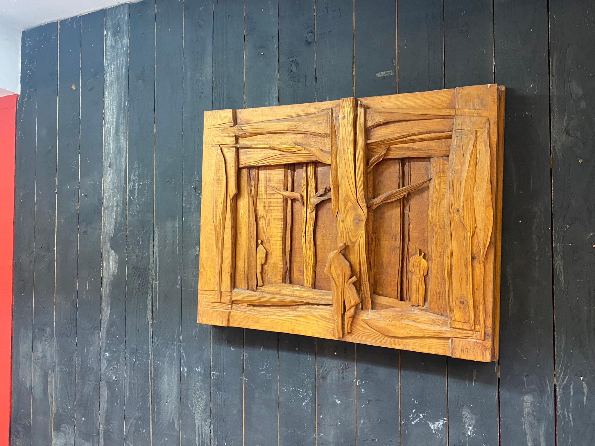 Roger Desserprit Wooden Sculpture, Monogram, Signed and Dated 1964 2