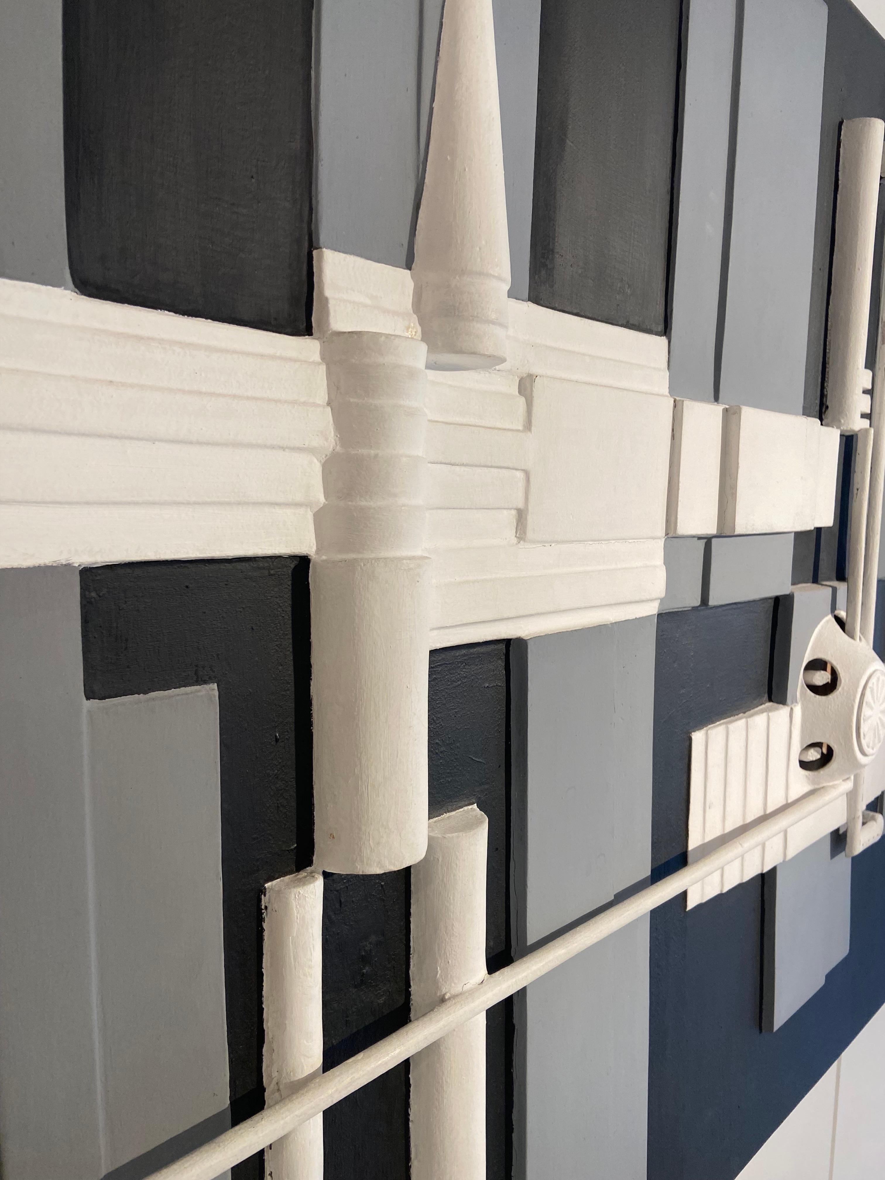 French Roger Desserprit Low Relief Painting, Signed, France, circa 1980 For Sale