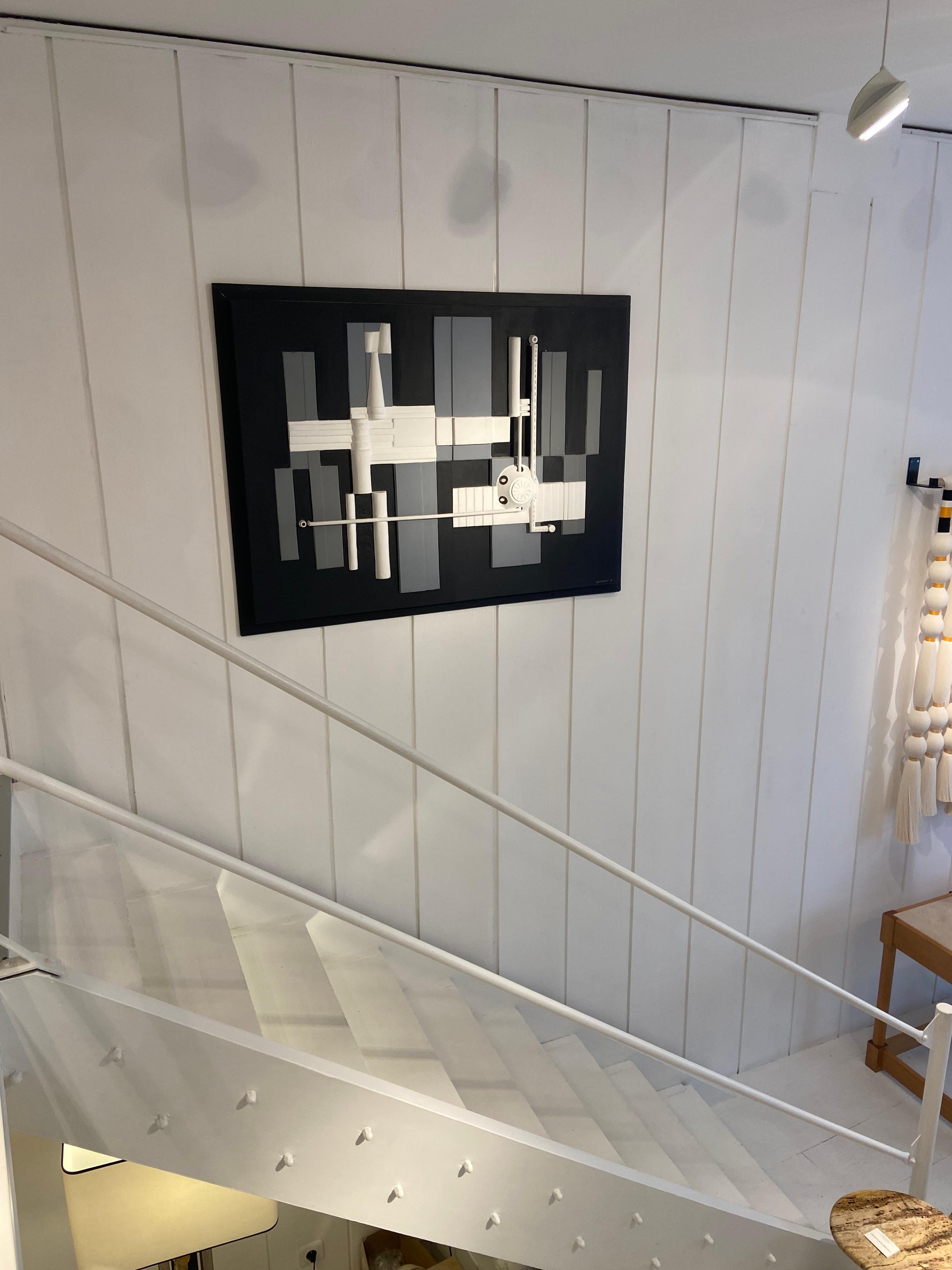 Roger Desserprit Low Relief Painting, Signed, France, circa 1980 For Sale 1