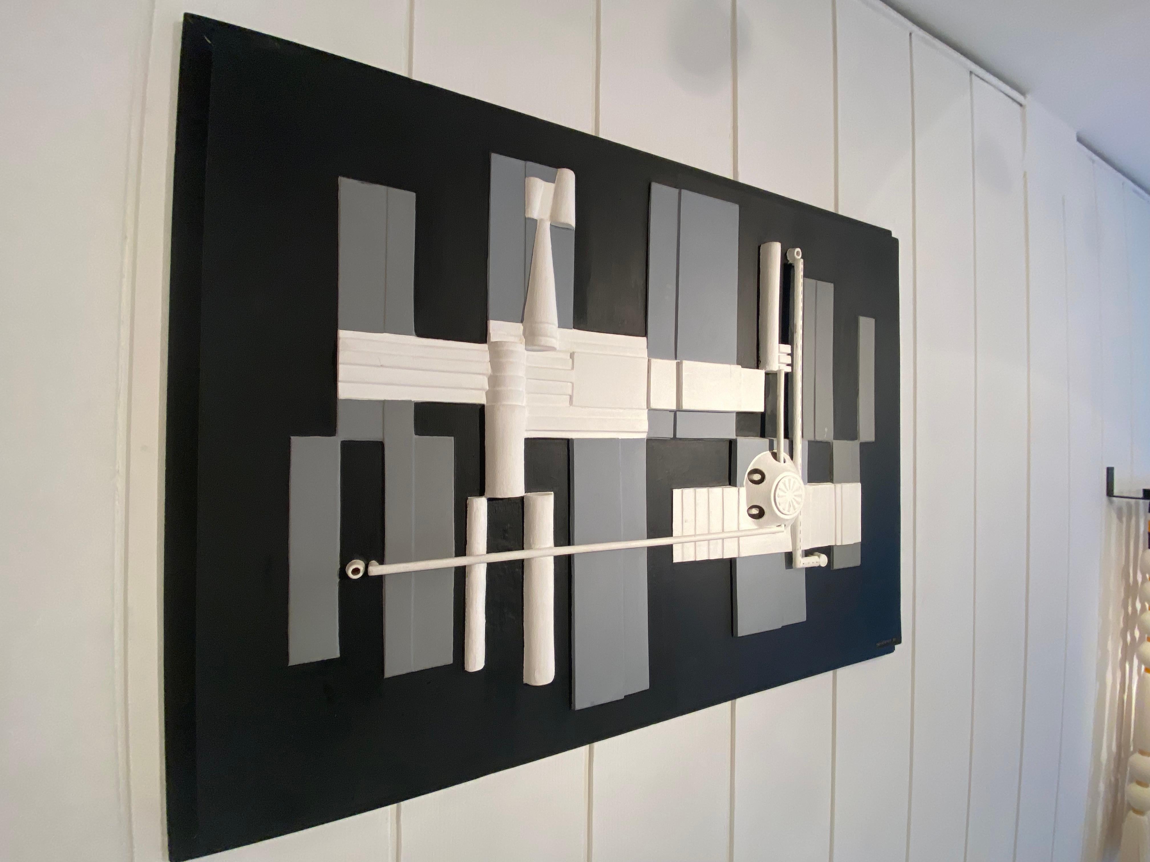 Roger Desserprit Low Relief Painting, Signed, France, circa 1980 For Sale 2