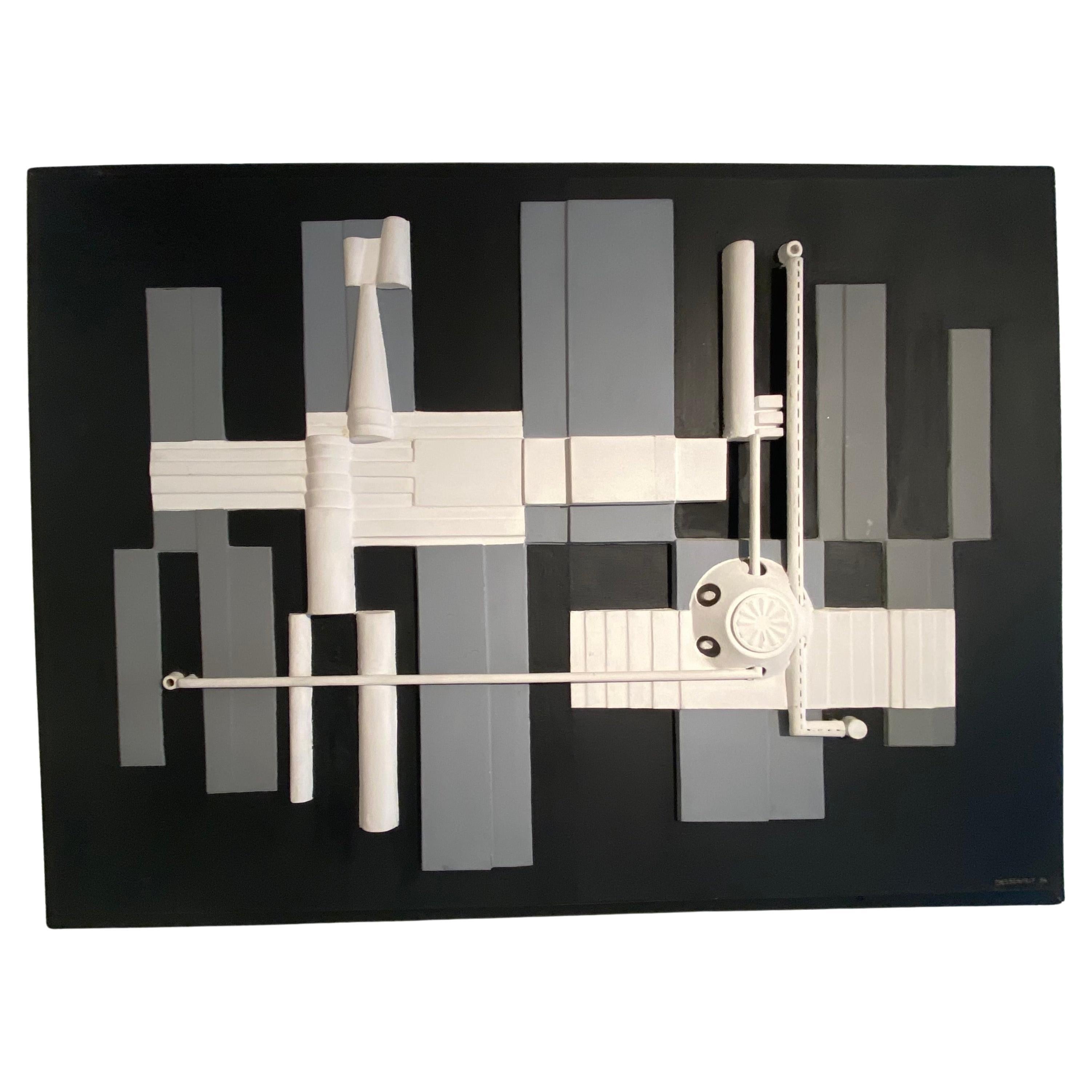 Roger Desserprit Low Relief Painting, Signed, France, circa 1980
