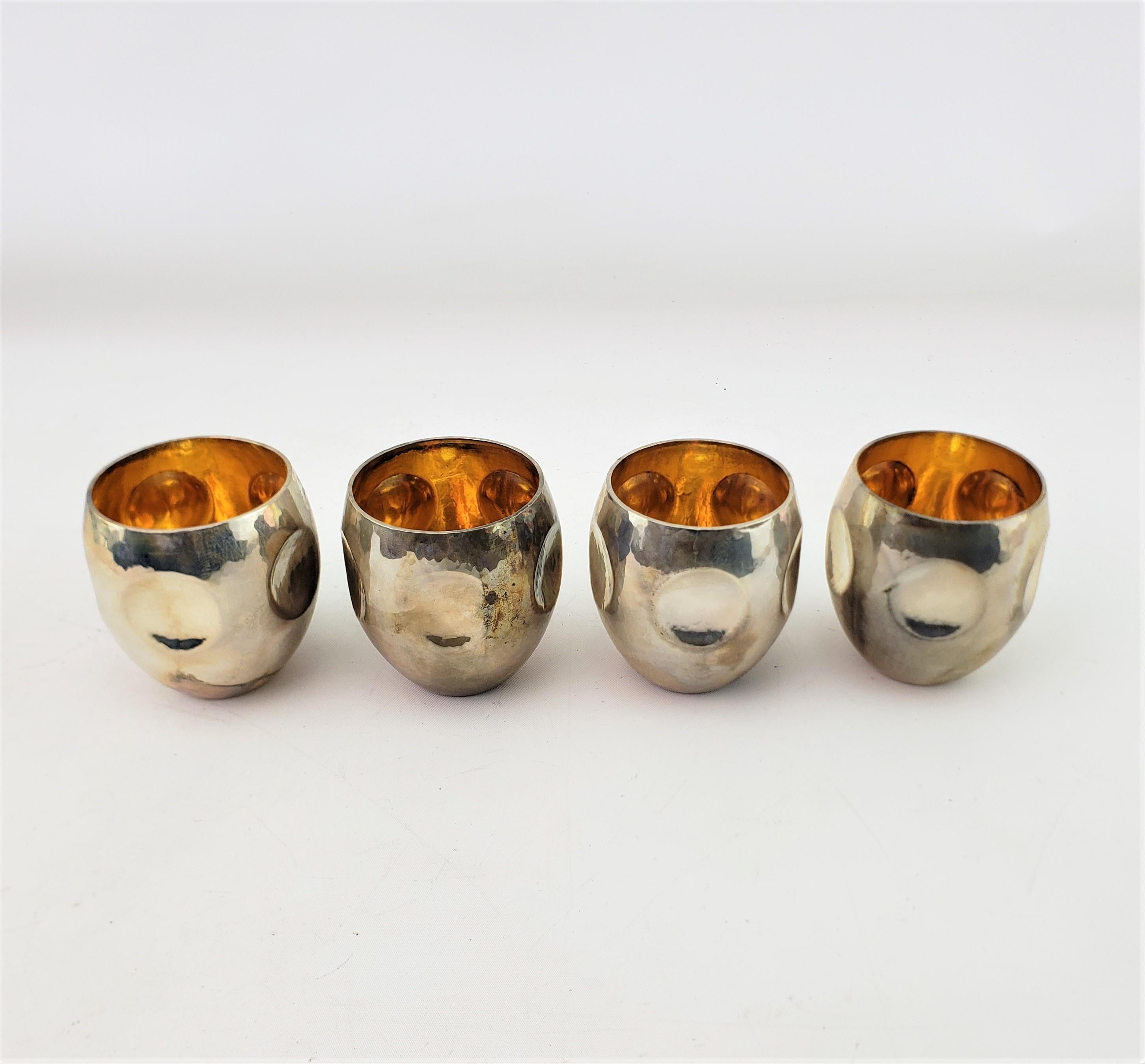 Contemporary Roger Doyle Elizabethan Styled Sterling Silver Spirit Cups or Goblet Set & Case For Sale