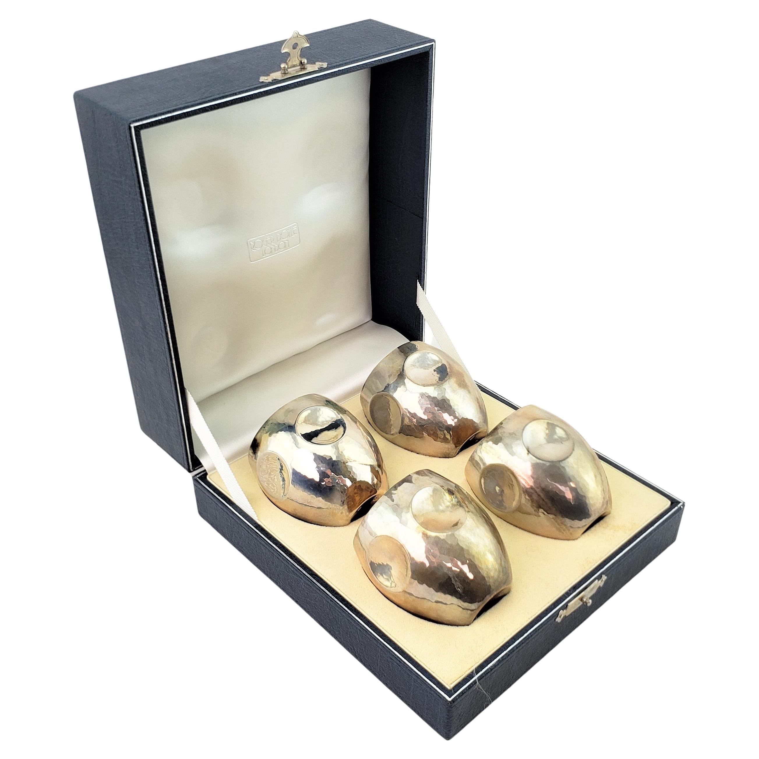 Roger Doyle Elizabethan Styled Sterling Silver Spirit Cups or Goblet Set & Case For Sale