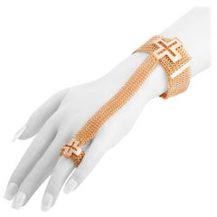 Vintage Roger Dubuis 1.75 Carat Diamond Cross 18 Karat Rose Gold Mesh Bracelet and Ring