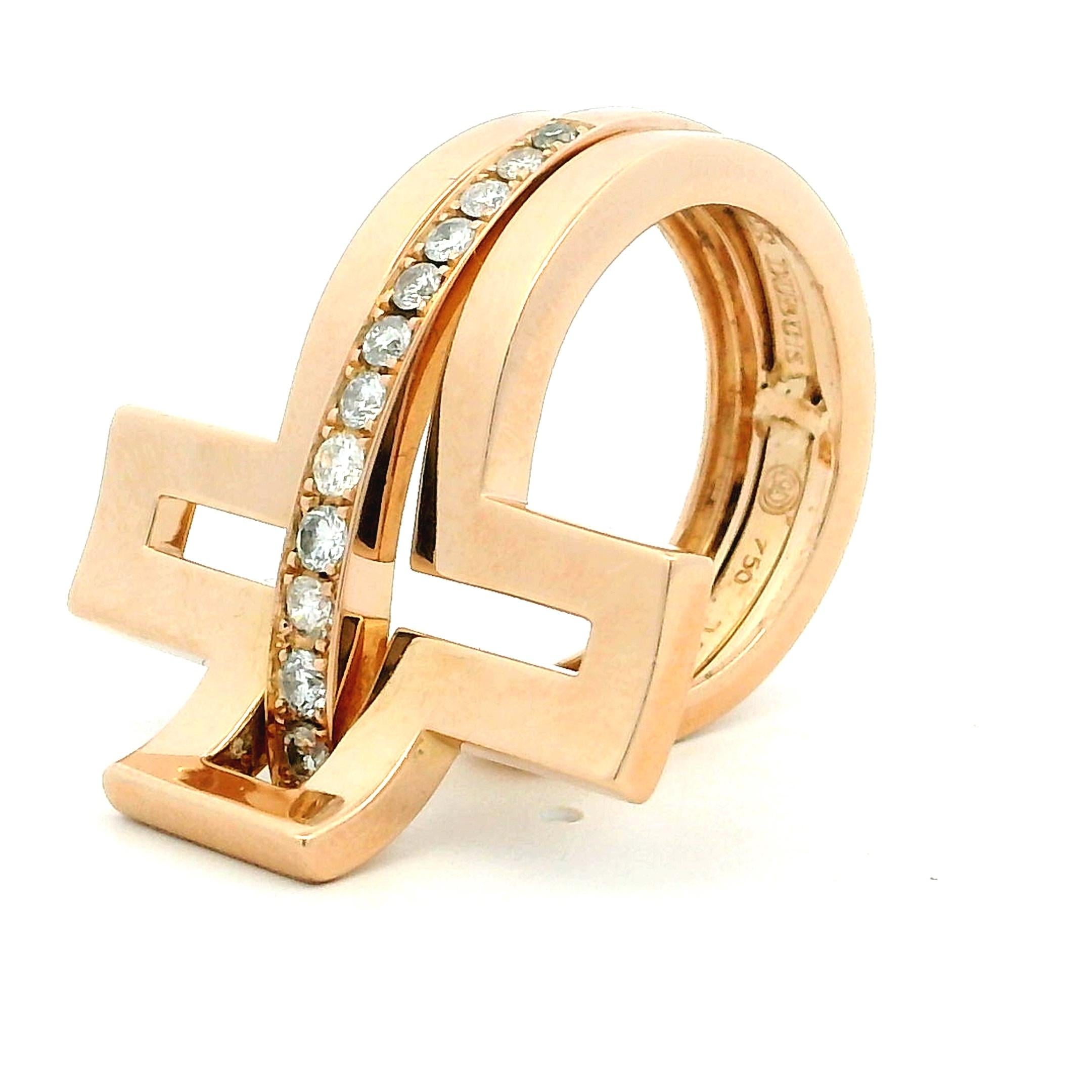 Anello a fascia con diamanti architettonici in oro rosa 18K di Roger Dubuis, 0,85 carati, misura 7,5 in vendita 4