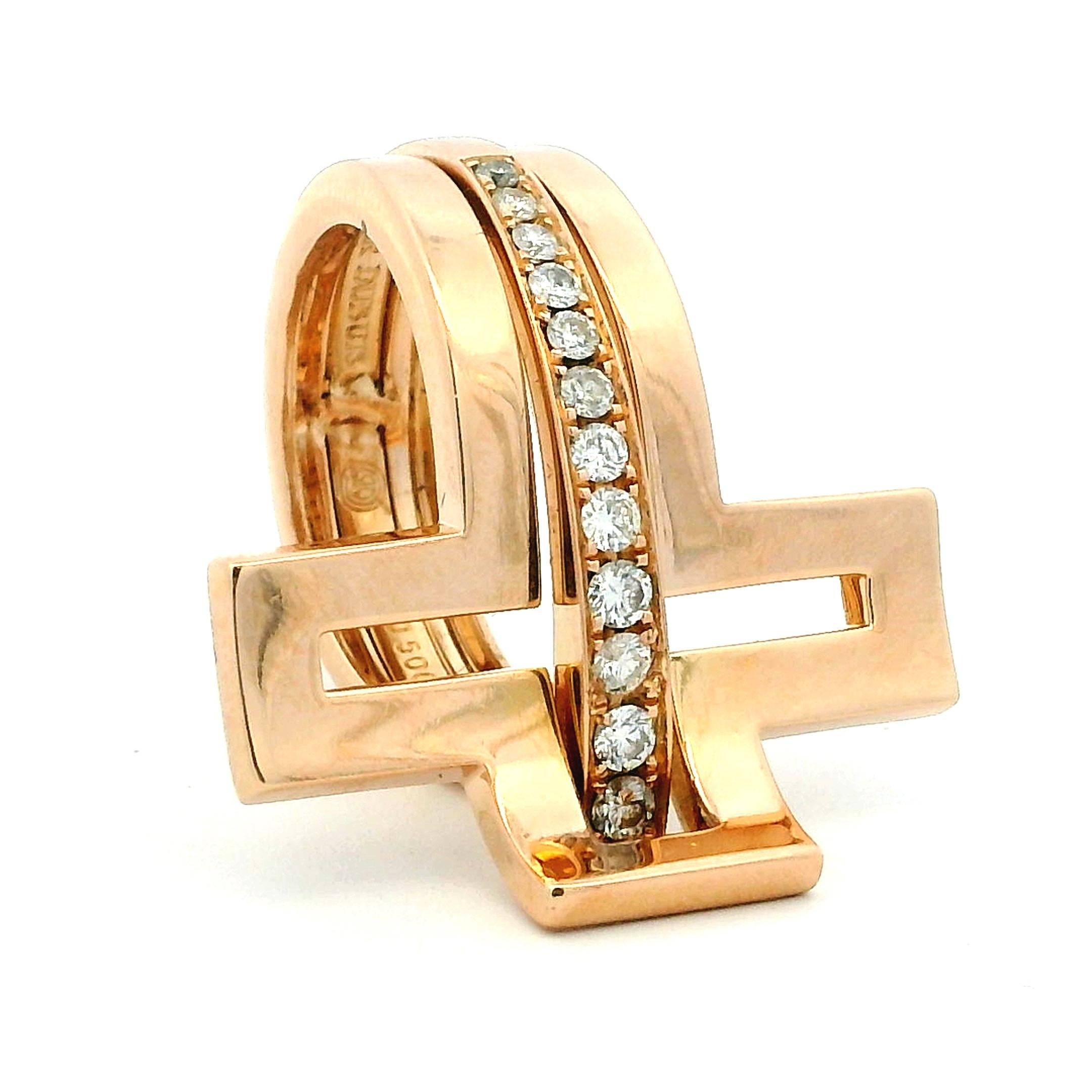 Anello a fascia con diamanti architettonici in oro rosa 18K di Roger Dubuis, 0,85 carati, misura 7,5 in vendita 5
